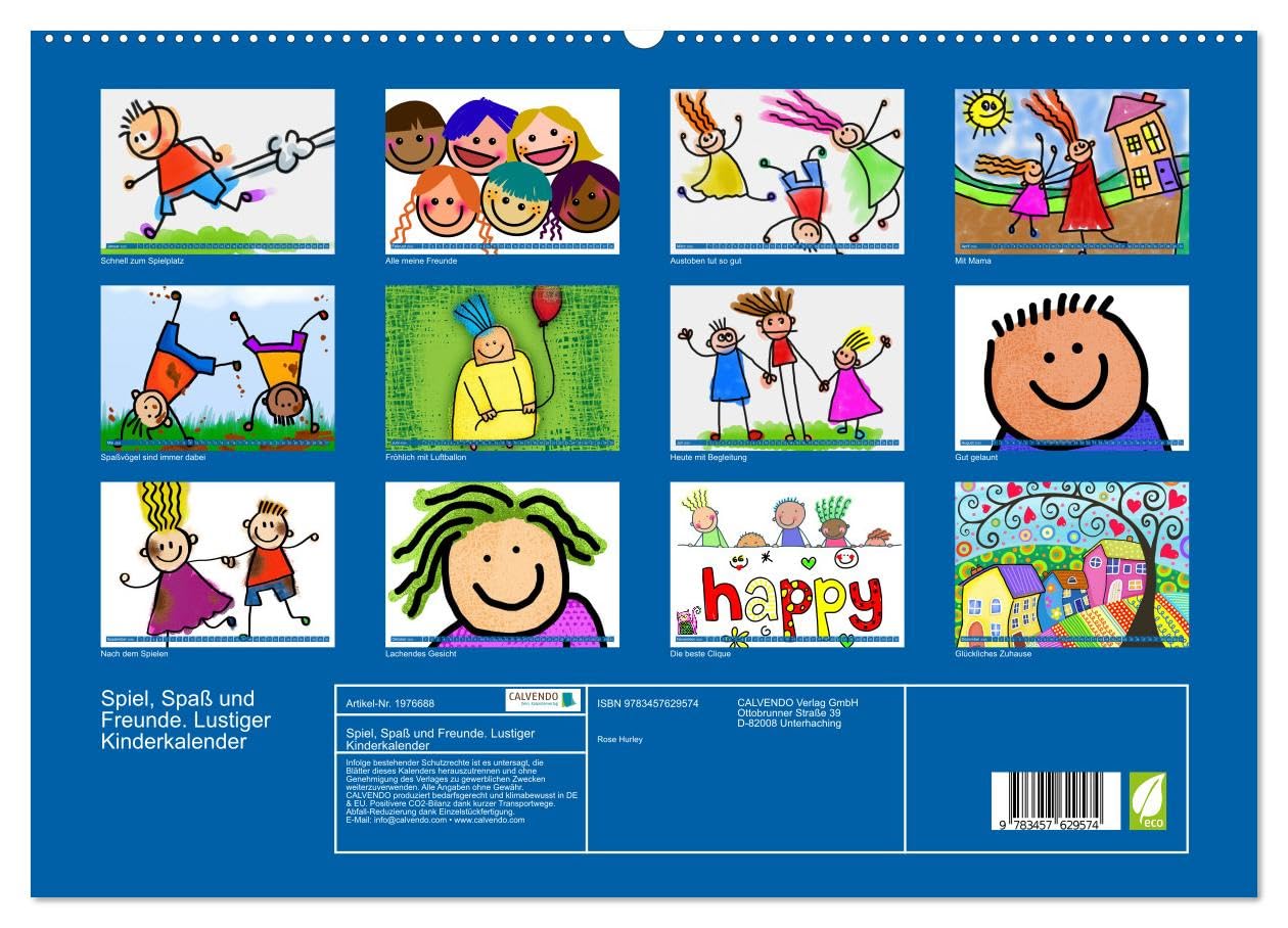 Spiel, Spaß und Freunde. Lustiger Kinderkalender (Wandkalender 2026 DIN A2 quer), CALVENDO Monatskalender: Lustige und farbenfrohe Motive für Kinder und Familien (CALVENDO Kunst)