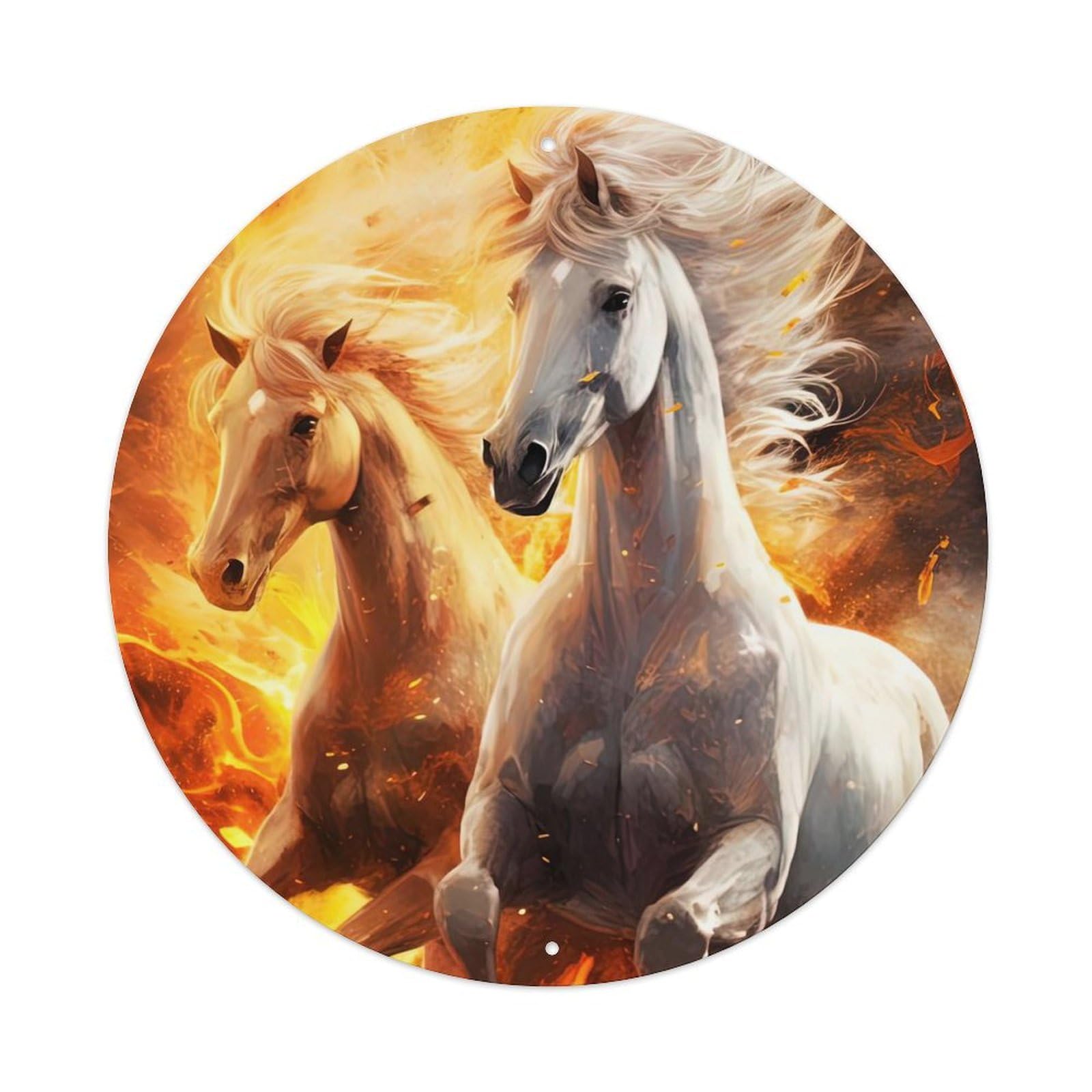 Animal Two Horses Metal Tin Sign