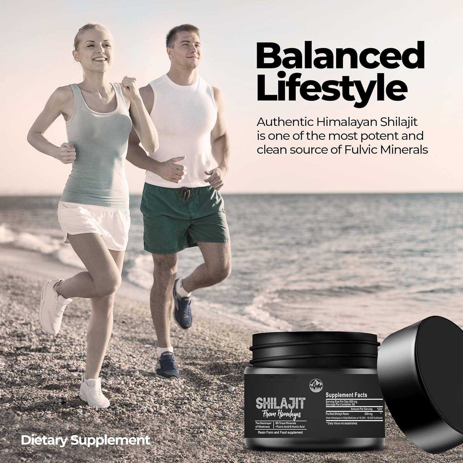 Pure Shilajit Himalayan Shilajit - 600 mg 100% naturale biologico Shilajit con 85+ tracce di minerali e acido fulvico per energia, forza e immunità, 30 grammi (1 x)