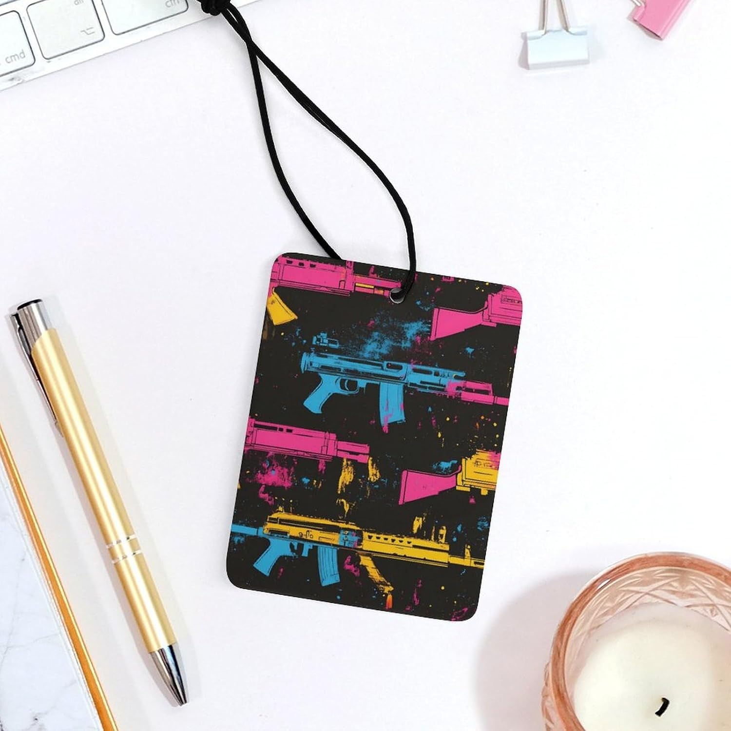 Artistic Splatter Machine Guns Car Air Freshener Hanging Car Scent Cards Decor Interior Accessories
