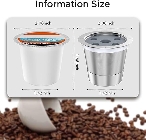Miniatura 7 de Tazas K reutilizables para Keurig K Supreme  Tazas K recargables con adaptador para cafetera Keurig K Supreme Plus (paquete de 2 cápsulas de café