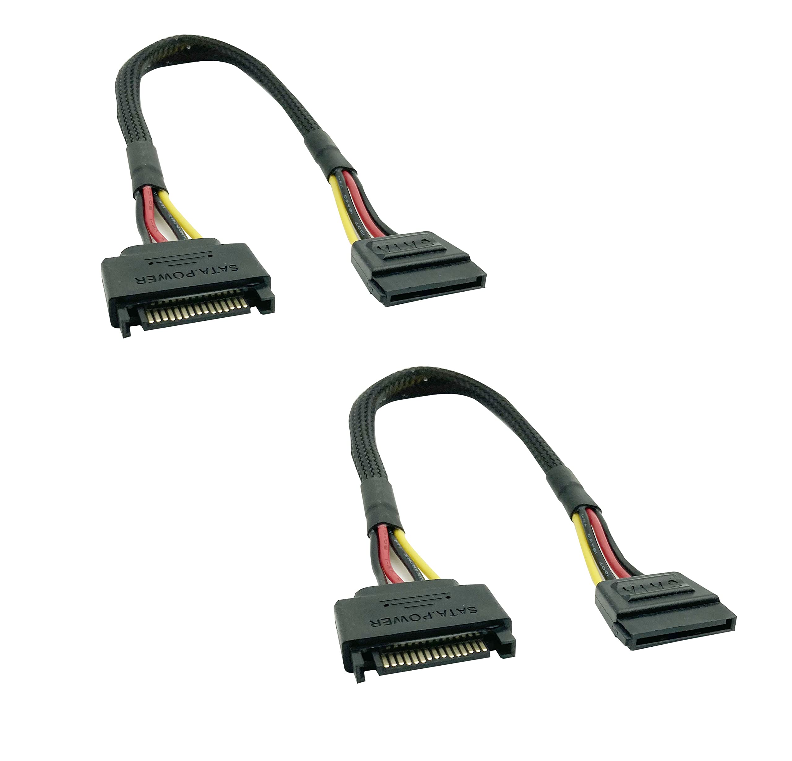 YOUKITTY 15-pin SATA Male to pin SATA Female Power Adapter Cable for powering Hard Drives 11.8 (2-Pieces)