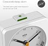 Braun Klasik analog çalar saat, erteleme ve ışık, sessiz kuvars süpürme hareketi, Crescendo bip alarmı, beyaz model, BC03W.