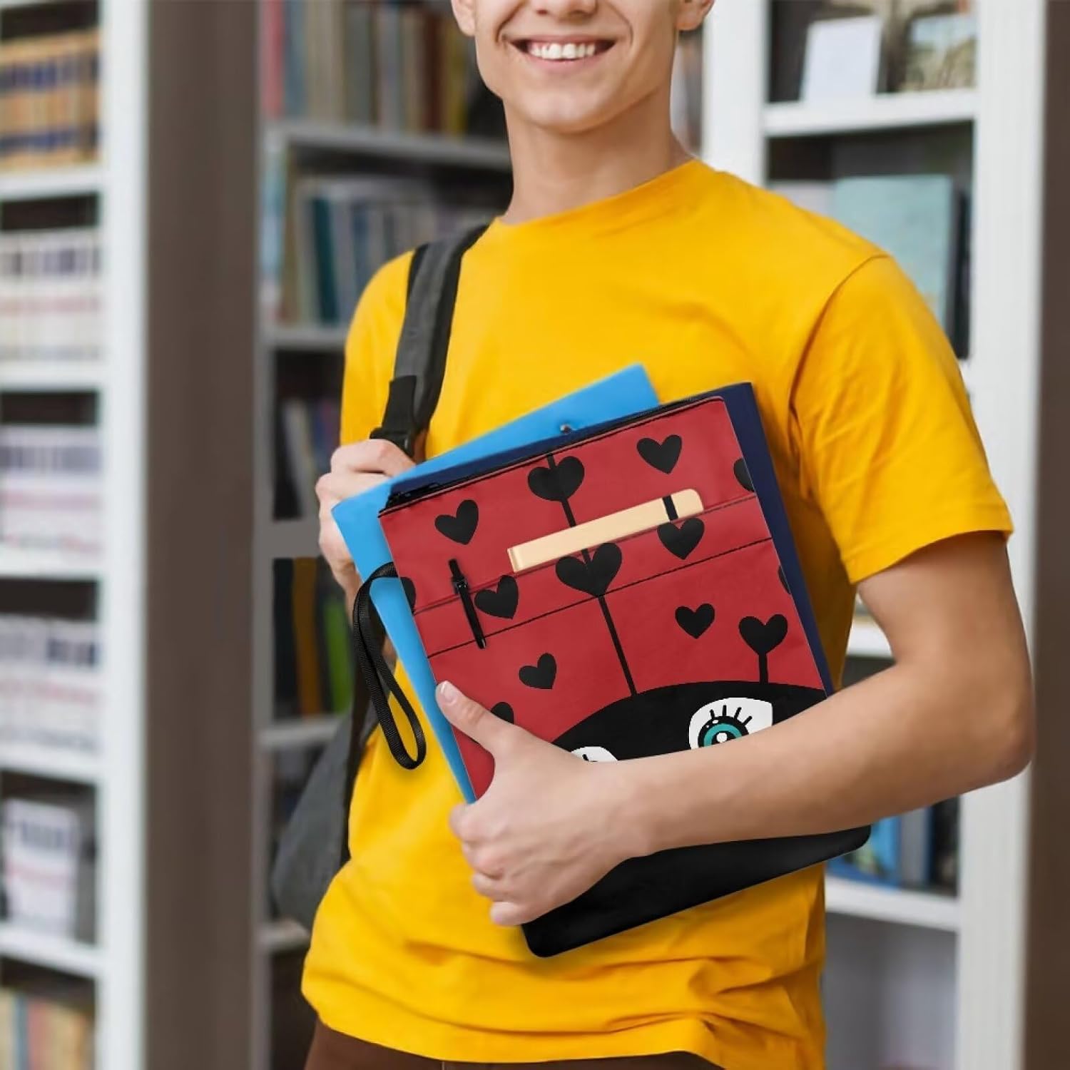 Renewold Cute Ladybug Book Cover Protector Book Sleeve Bible Holder Journal Case Hardcovers Paperbacks Pouch Textbooks Notebooks Bag Organizer for Kids Adult