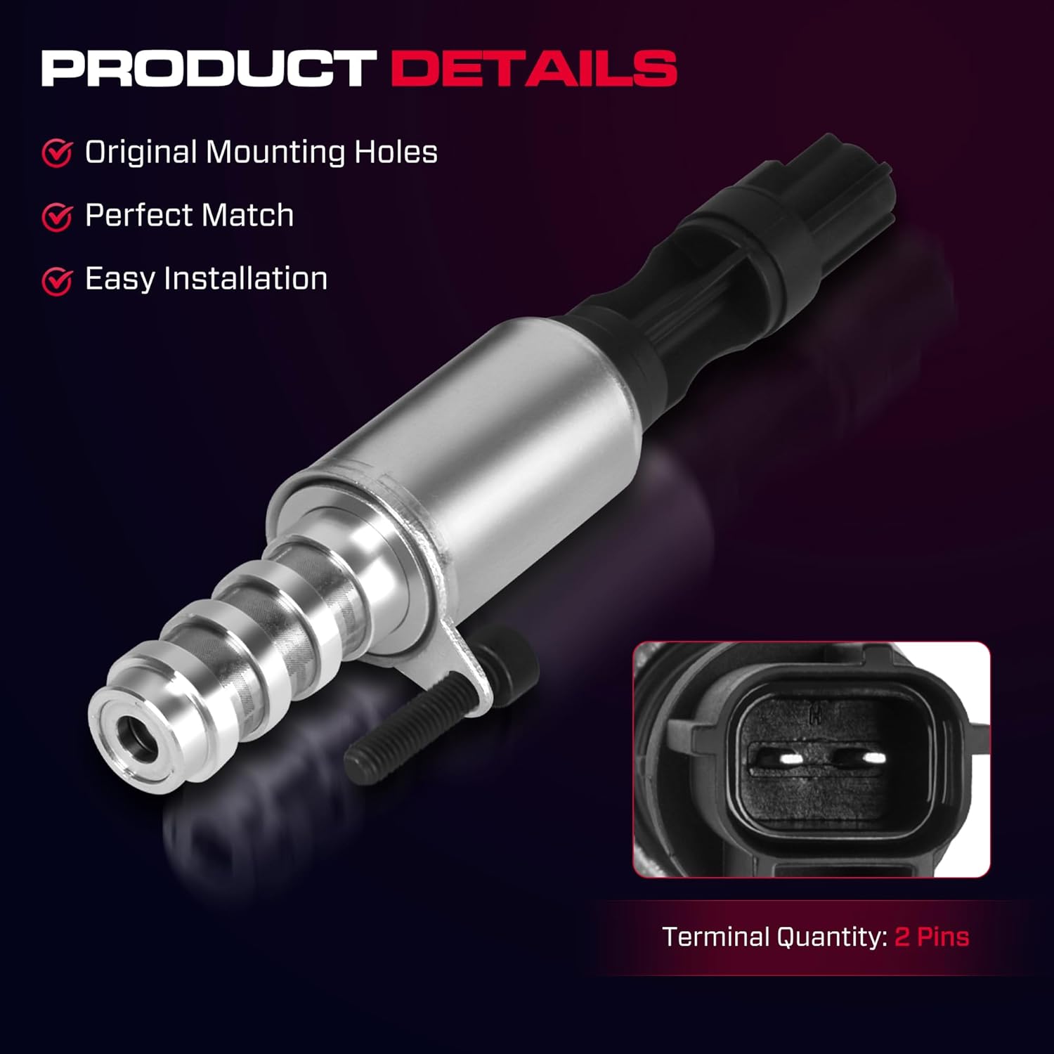 2PCS Engine Variable Valve Timing VVT Variable Camshaft Timing Solenoid Fit for Ford F-150 04-10, F-250 F-350 Mustang Expedition Explorer, Lincoln Mark Navigator, Mercury Mountaineer, 4.6L 5.4L