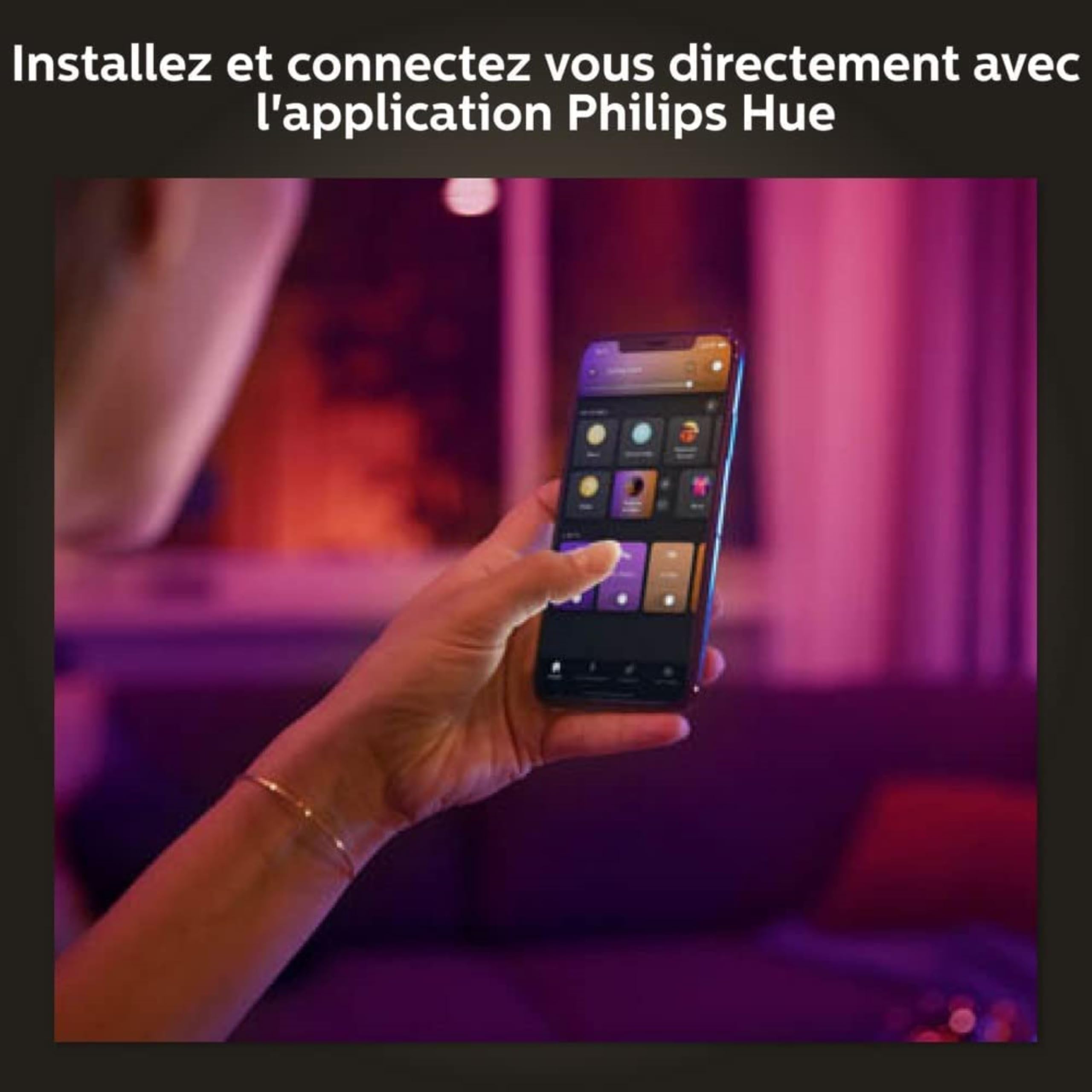 Philips Hue White and Color Ambiance Ampoule LED connectée Pack de 3, culot GU10, 350 lumens (équivalent 50W). Compatible Bluetooth. Fonctionne avec Alexa, Google Assistant et Apple HomeKit