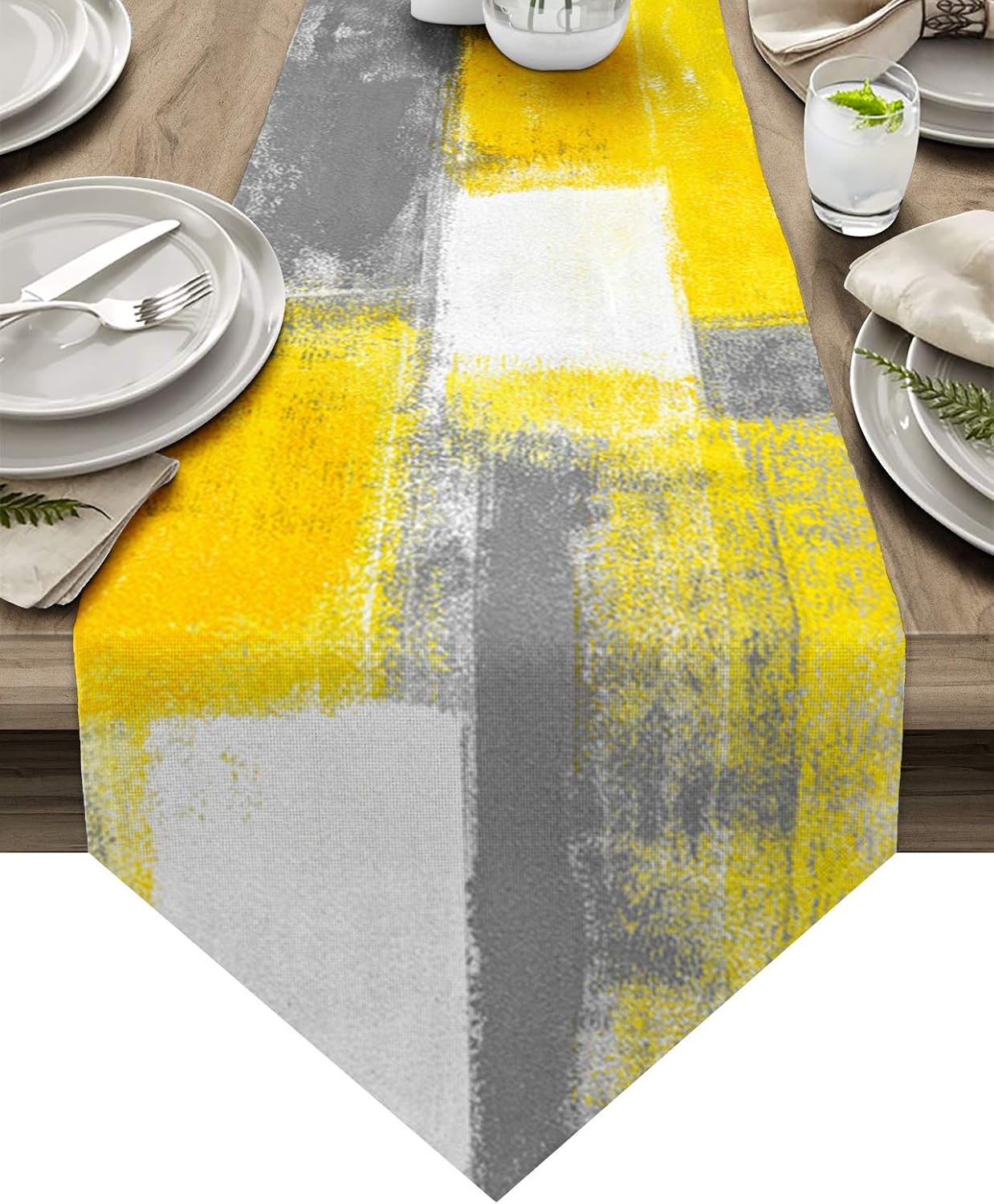 ARTSHOWING Yellow and Gray Table Runner Farmhouse Style