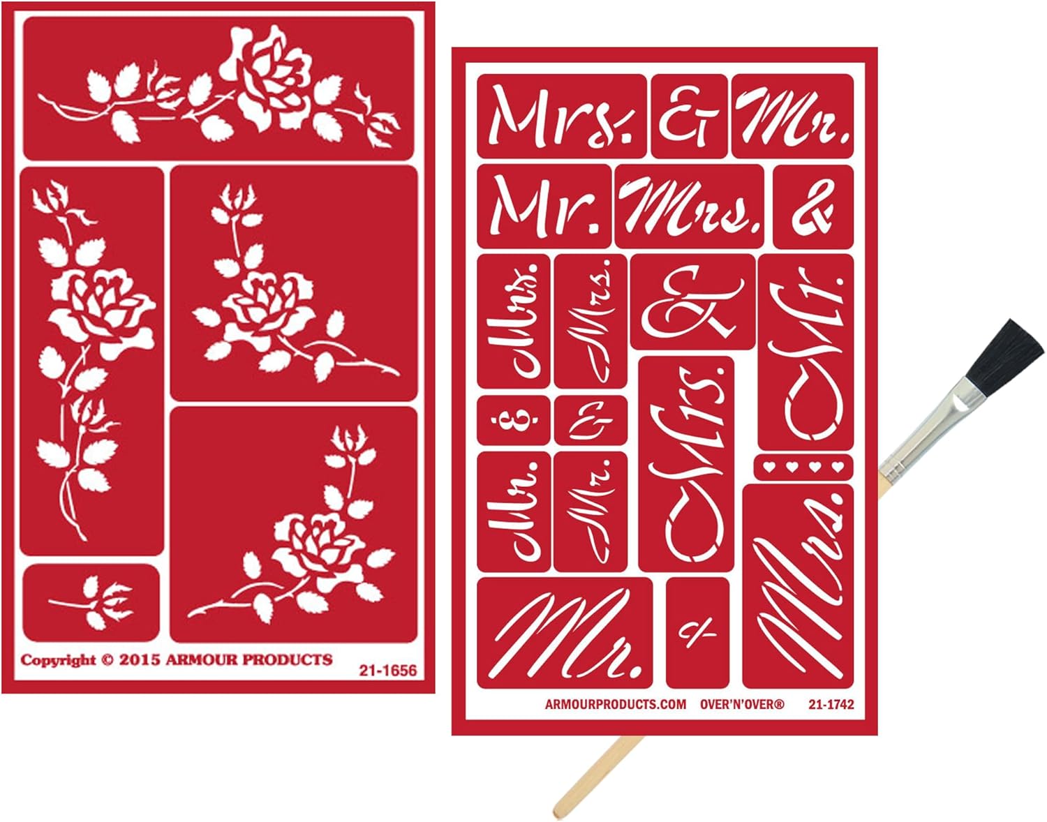 2 Glass Etching Wedding Stencils Reusable Template