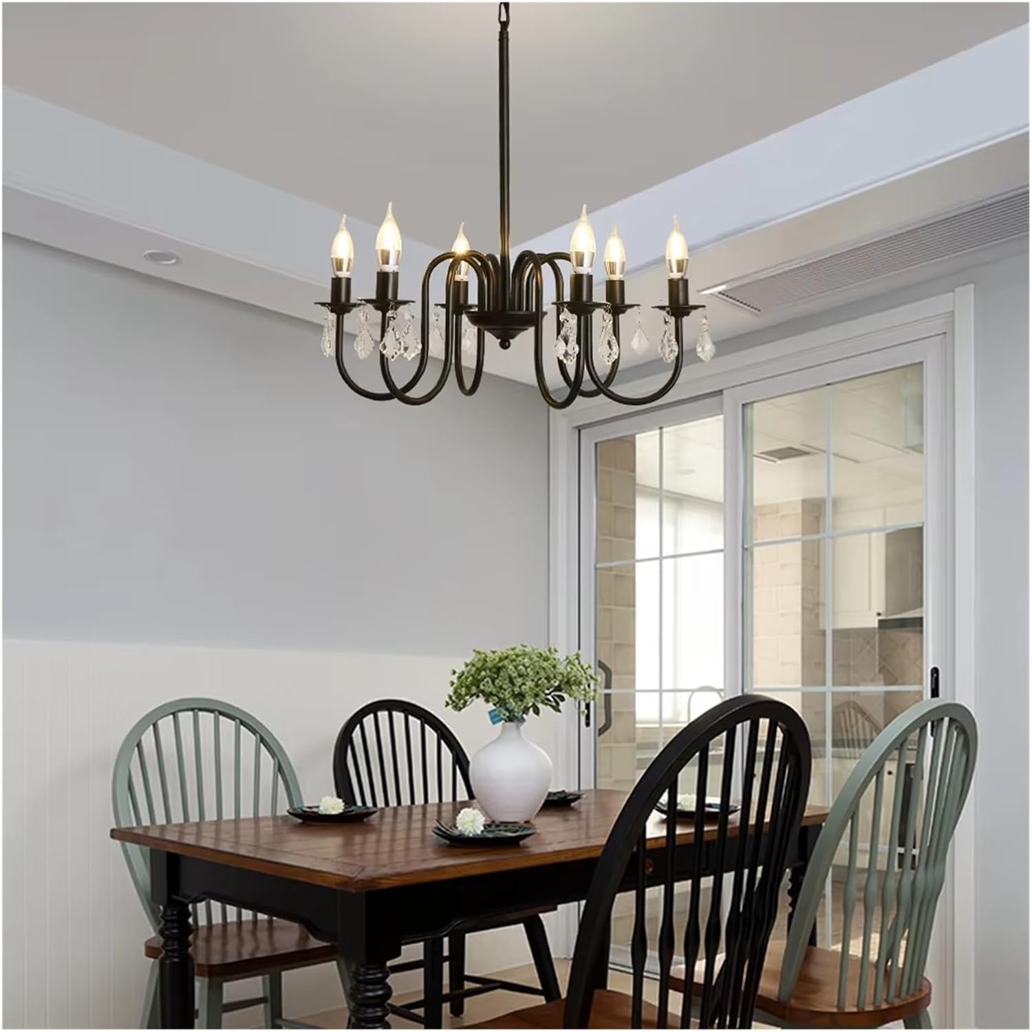 America Ceiling Chandelier Iron Crystal LED Hanging Light Candle Pendant Lamp E14 Lustre Home Kitchen Living Dining Room Hotel,luminaire