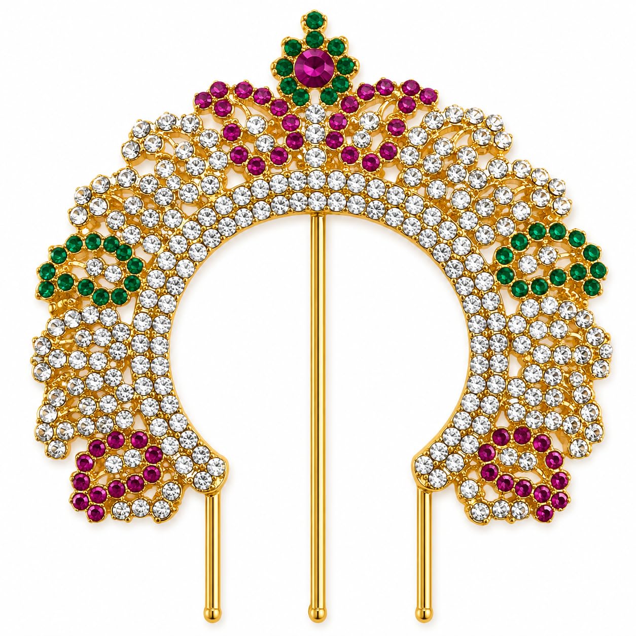 pmw - Multicolor Varalakshmi Arch for Goddess Idol Decoration | Decorative Stone Crown Arch for Lakshmi Devi Pooja | Temple Arch for Varalakshmi Vratham, Navaratri & Festival Decoration-image-14