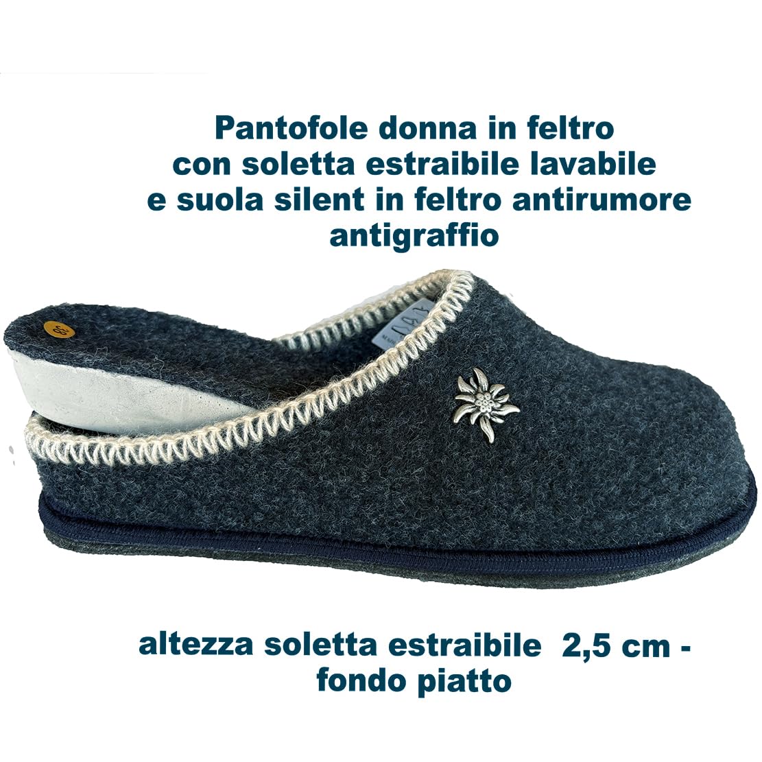 Zapatillas de invierno para mujer, cálidas, fieltro, 4LPENFUß MILLY plantilla extraíble suela fieltro antiarañazos