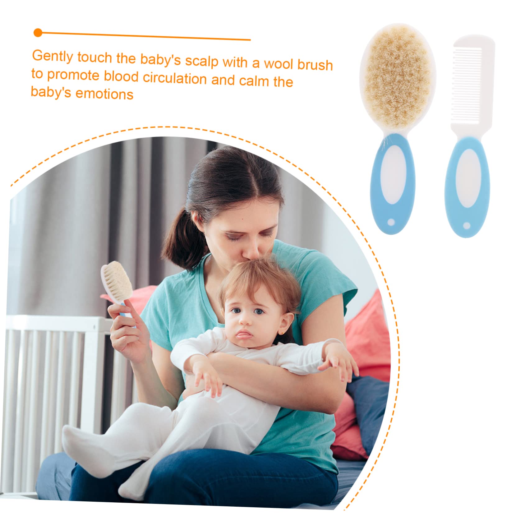 VICASKY 3sets Infant Hair Brush Set Toddler Hair Comb Natural Wool Comfortable Grip 2pcs*3