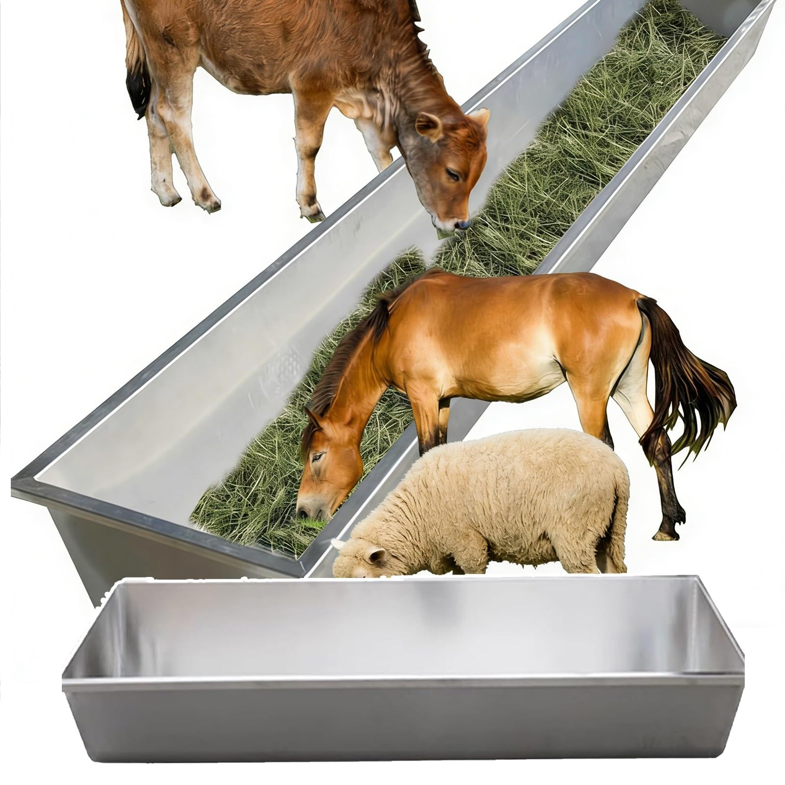 Comederos De Heno for Caballos, Comedero Grande, 50/100 Cm, Capacidad: 7 15 GAL, Resistente + Acero Inoxidable, for Uso En Granjas Al Aire Libre(50cm)
