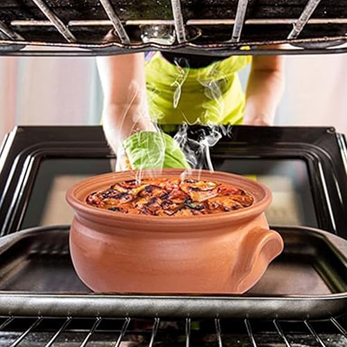 Miniatura 6 de Olla baja hecha a mano de arcilla para cocinar con tapa utensilios de cocina de tierra sin esmaltar sin plomo ollas de yogur de arcilla sartenes de