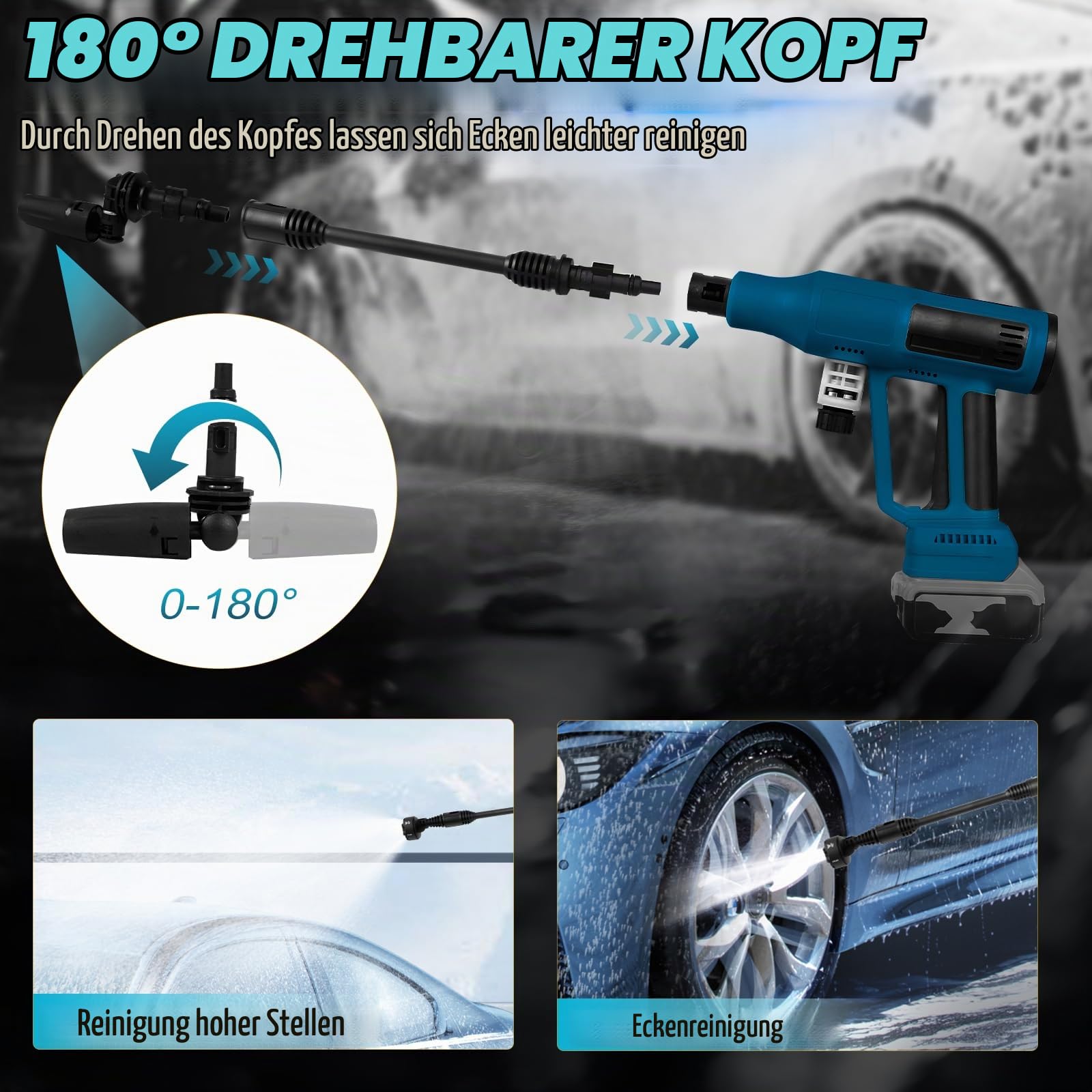 Akku Hochdruckreiniger kompatibel mit Makita 18V Batterie (ohne Akku)