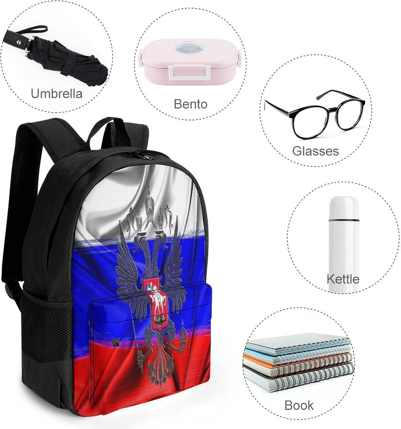 Flag of Russia Ea-gle Backpack Lightweight Backpacks Work Bag