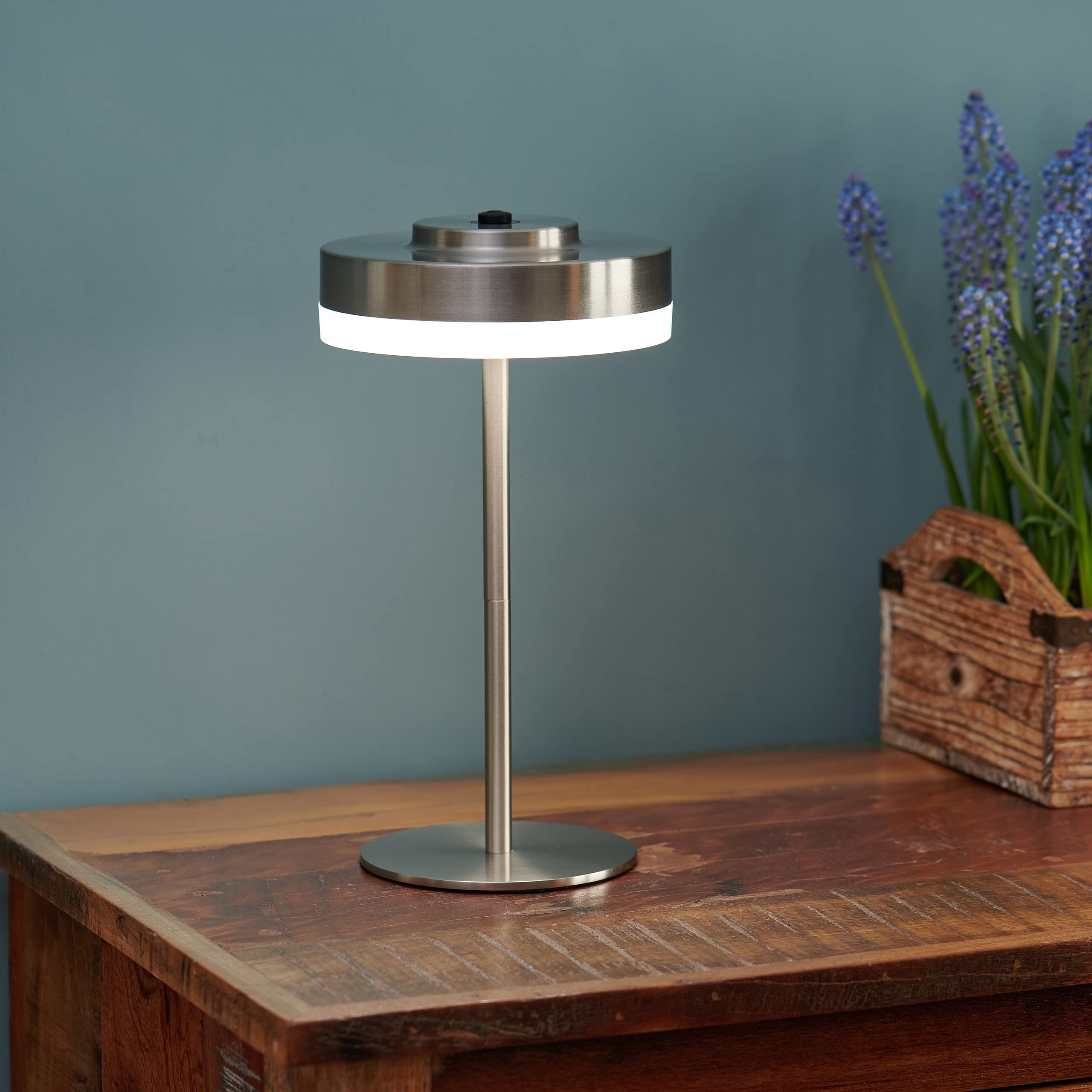 Lámpara de mesa para exteriores, recargable, inalámbrica, LED, 4000 K, blanco cálido, 3 ajustes de brillo, IP44 resistente a la intemperie Auraglow