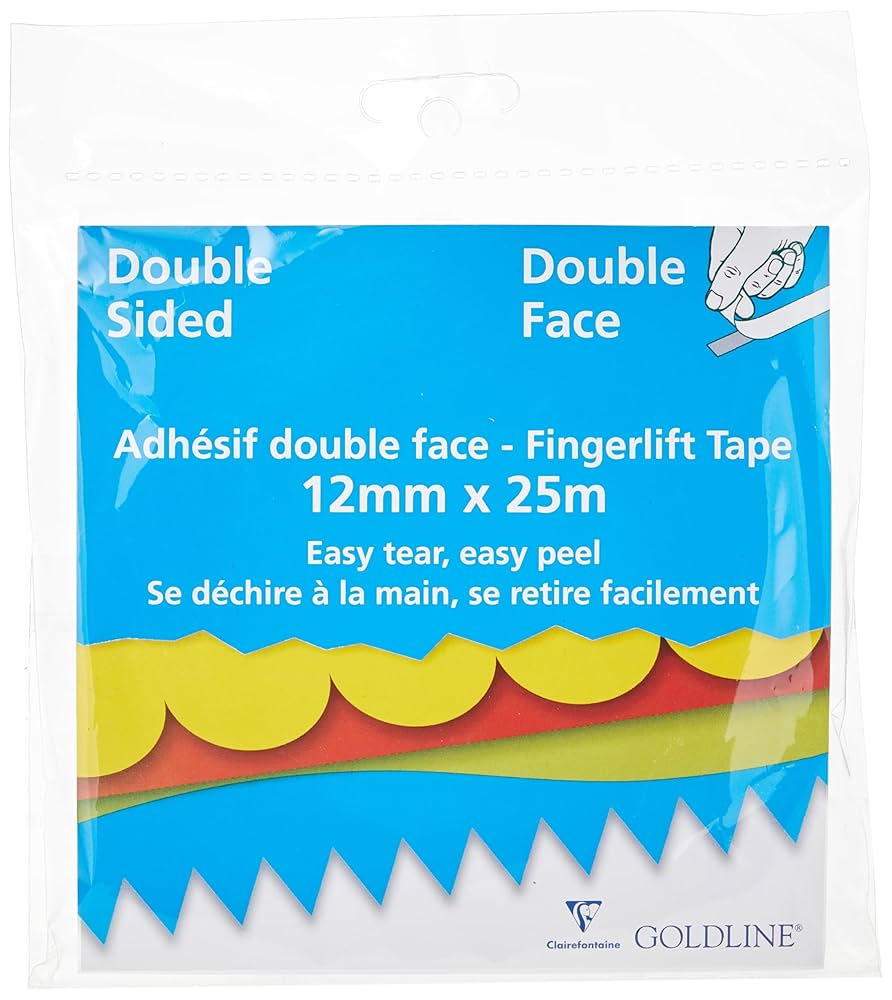 Clairefontaine - Ref GFT02Z - Goldline Double Sided Tape (Single Roll) - 12mm Width X 25m Length, Backing Paper, Wider Backing For Easy Removal