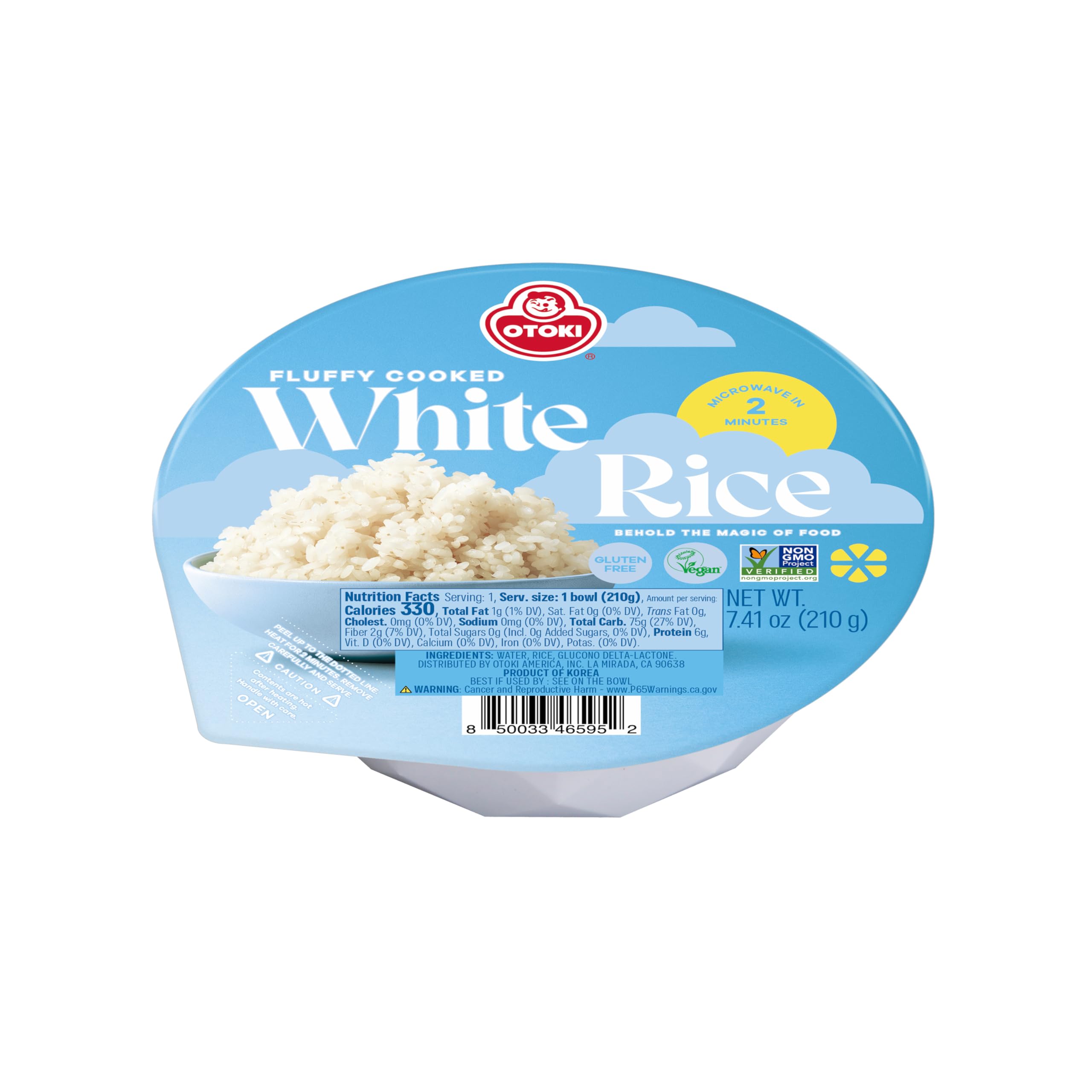 OTOKI Delicious COOKED RICE, Ready to Serve Cooked White Rice, Gluten-Free, Microwaveable, Fully Cooked, Ready in 2mins, 7.4oz (Pack of 12)