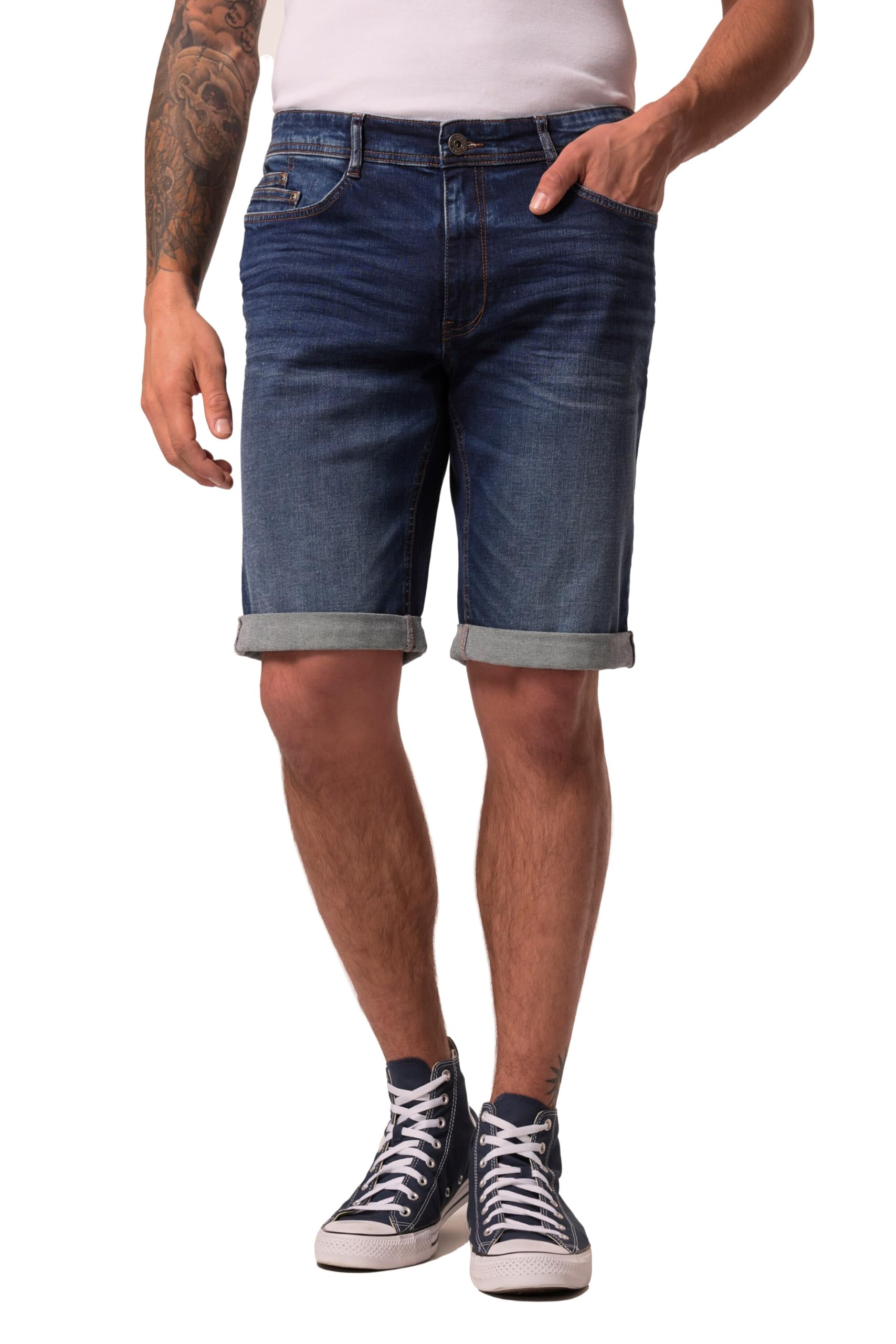 JP 1880 Herren große Größen Übergrößen Menswear L-8XL Jeans-Bermuda, Bauchfit, FLEXNAMIC®, Denim, 5-Pocket 824967