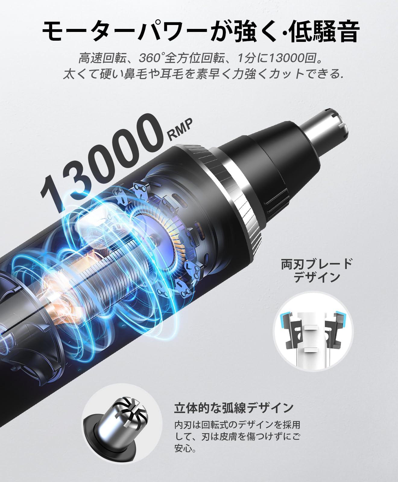 【2026新登場&LCD画面】鼻毛カッター メンズ 替刃付き USB充電式 LCD画面 1台多役 エチケットカッター 電動 鼻毛切り 耳毛カッター はな毛カッター 男性 電動シェーバー 低騒音 水洗い可能 小型 持ち運び便利 男女兼用 日本語説明書 (ブラック) - 3