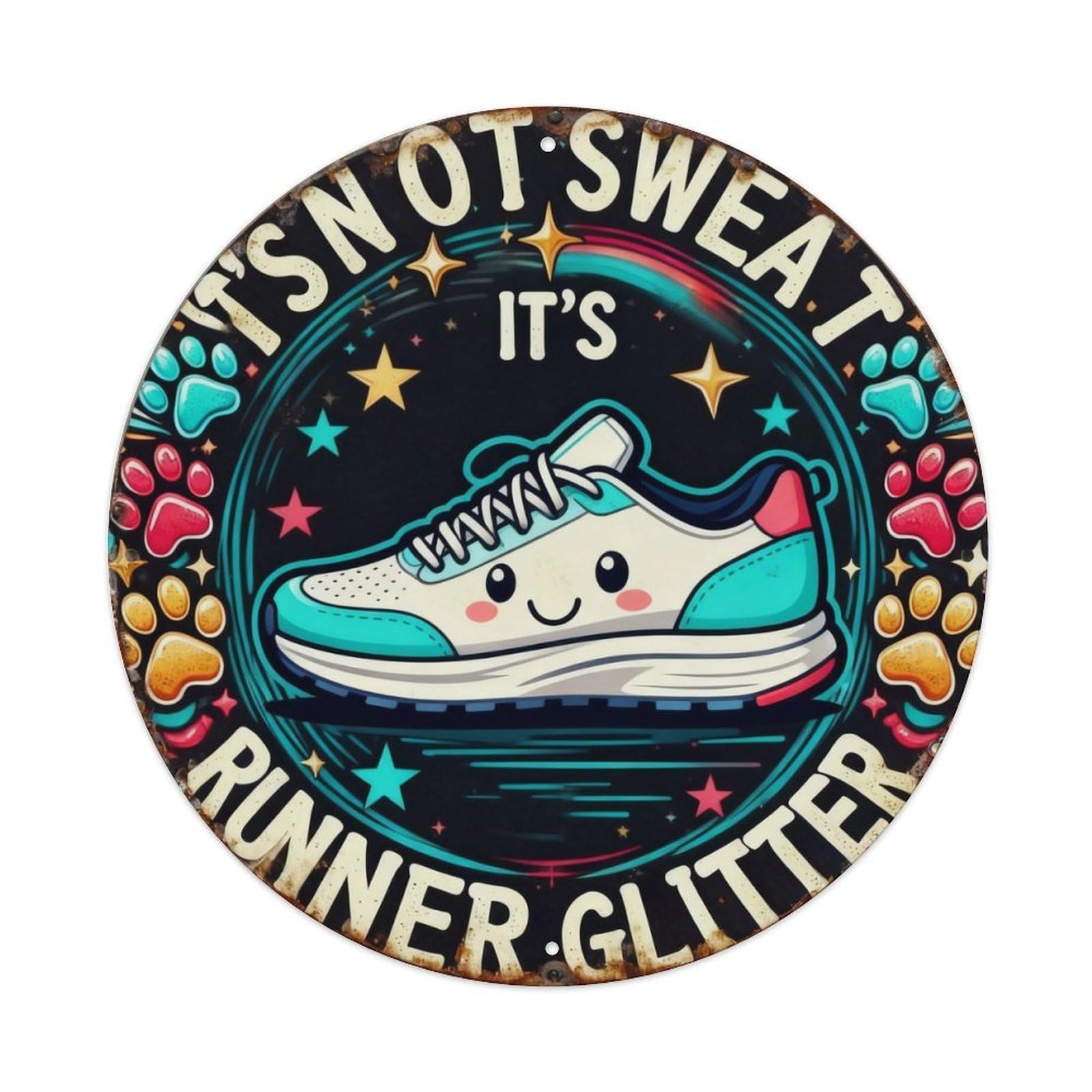 Runner Glitter Metal Tin Sign Plaque