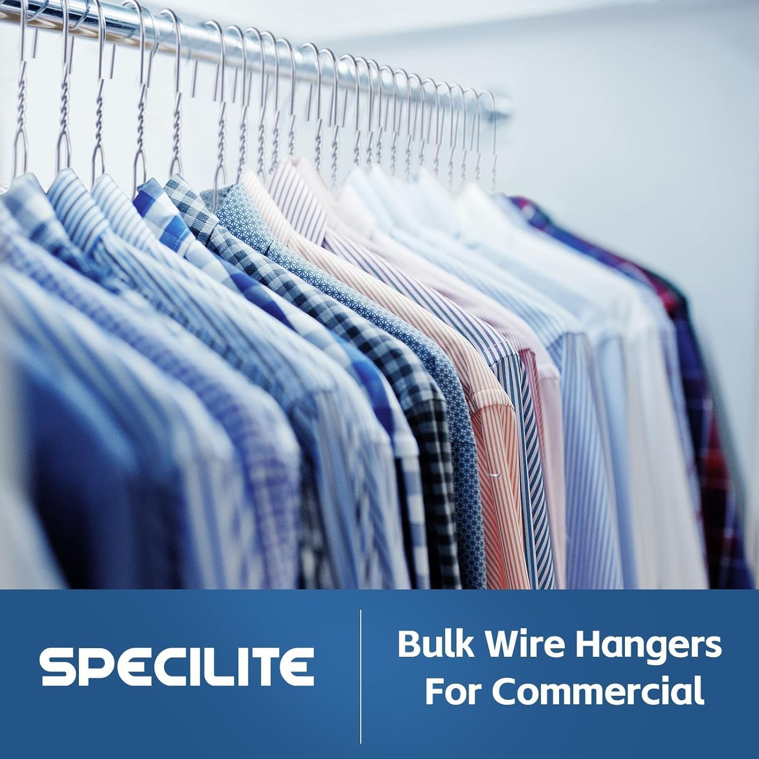 SPECILITE 18 Inch Wire Metal Clothes Hangers Bulk 50 Pack for Large Size Suits, Coats, Shirts, Pants, Skirts, Space Saving, Non Slip,12 Gauge Ultra Thin, Silver