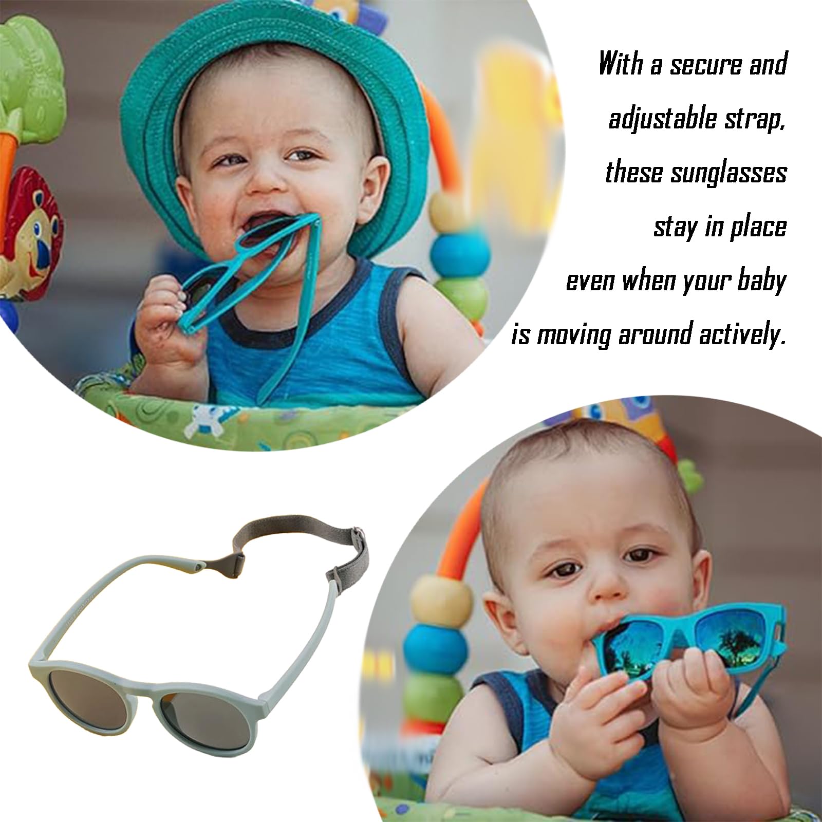 Lunettes de soleil pour bébé de 1 an, enfant fille à partir de 0-3, 6-12, 12-24, 9-36 mois, lunettes de soleil pour bébé, plage, extérieur, confortables, transparentes, protection UV