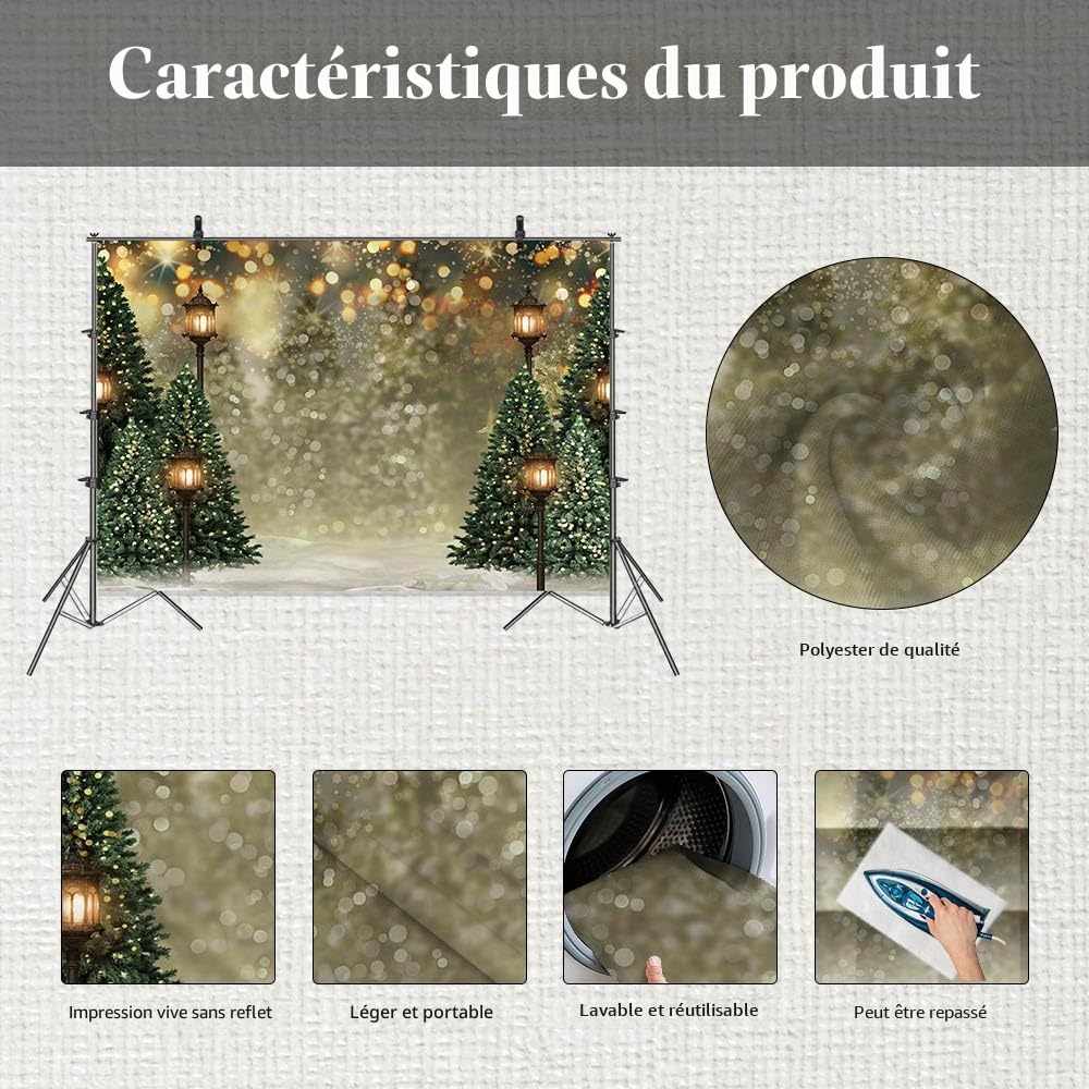 MEHOFOND 3x2,1 m Fond Photographique du Nouveau né Vert Flocon de Neige de l'arbre de Noël en Hiver Neige Scintillante Bokeh Portrait à l'envers Noël Anniversaire Party Photos banderoles Accessoires