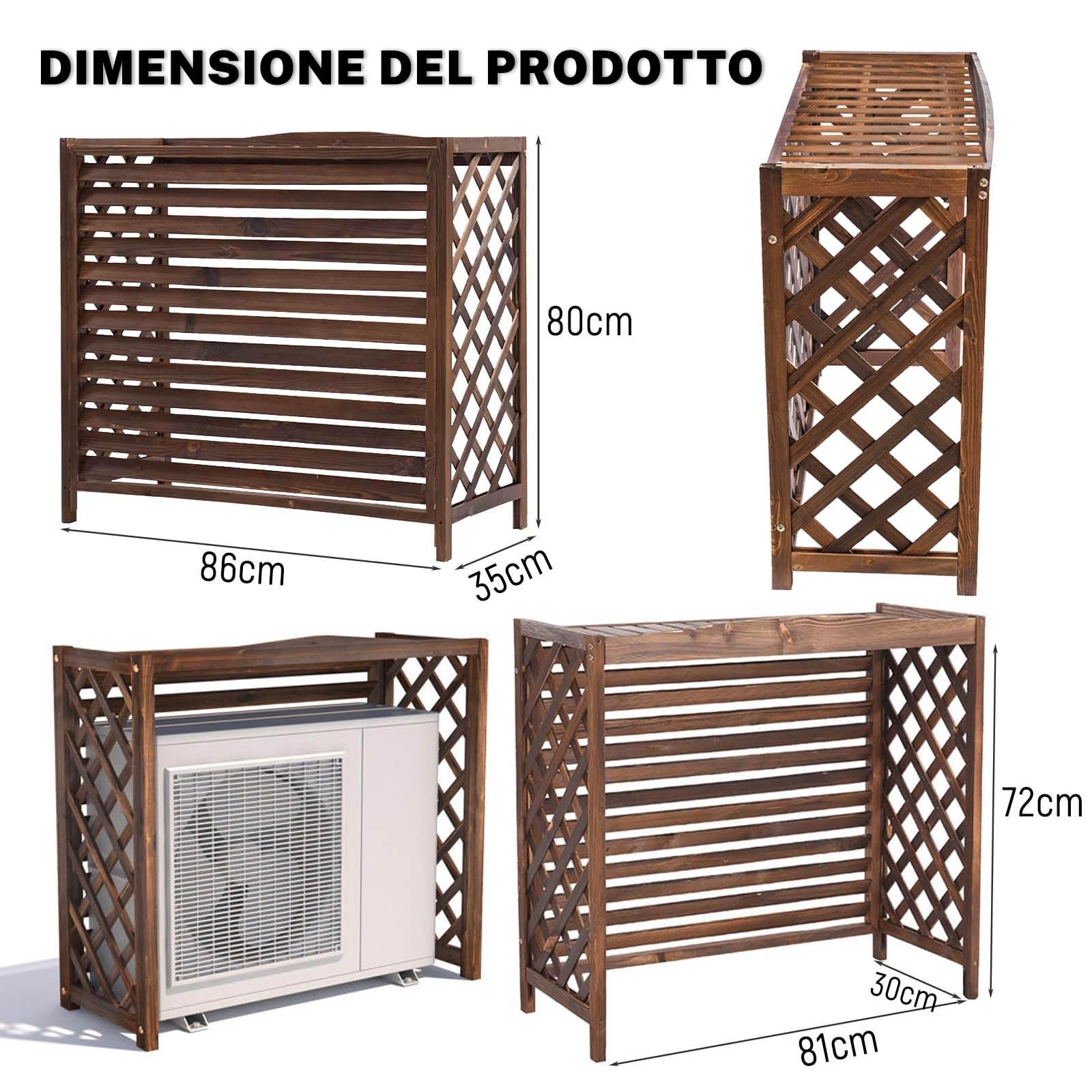 Cubierta Aire Acondicionado Exterior Madera Cubre Aire Acondicionado Exterior Protector Aire Acondicionado Proteger Del Sol Y La Lluvia Funda Aire Acondicionado Balcon Estanteria(86x35x80cm)