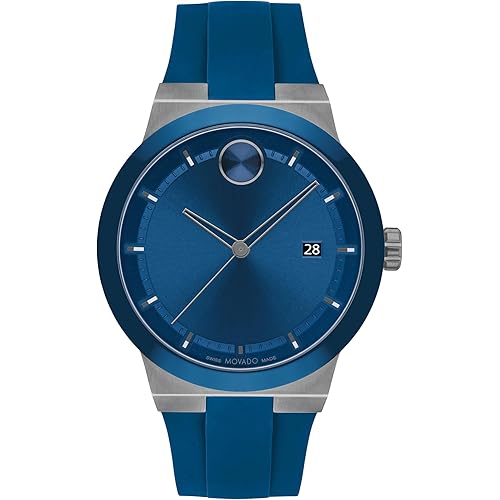 Movado Bold Fusion Men's Luxury Quartz Watch - Swiss Movement, Silicone Strap, Water Resistance 50 Meters (5ATM) - Classic Timepiece - Gift for Him - 42mm