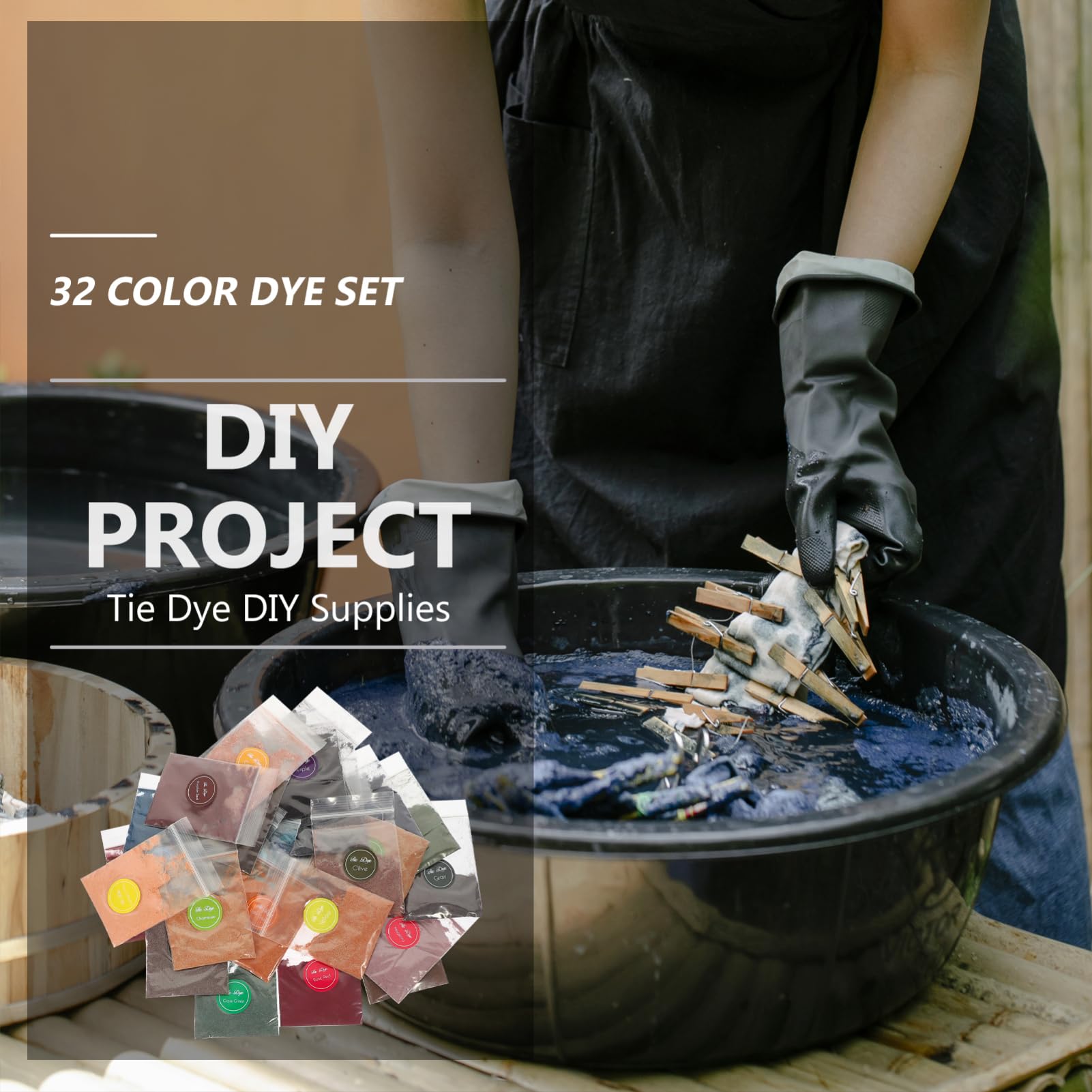 Homoyoyo 32Bolsas Kit De Tie Dye De Colores Polvo Para DIY Ropa Eventos Escolares y Campamentos De Verano Para Adultos