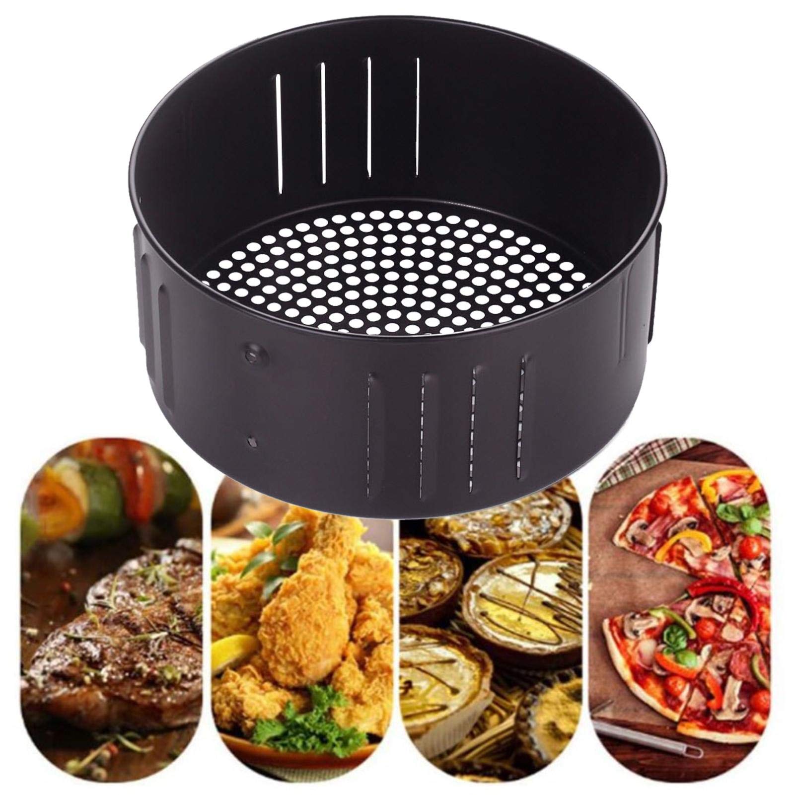 Cestino per friggitrice ad aria calda, 3,5 l, con rivestimento | antiaderente, per friggitrice ad aria calda, cestello di ricambio per friggitrice ad aria calda, cestello da cucina in ferro