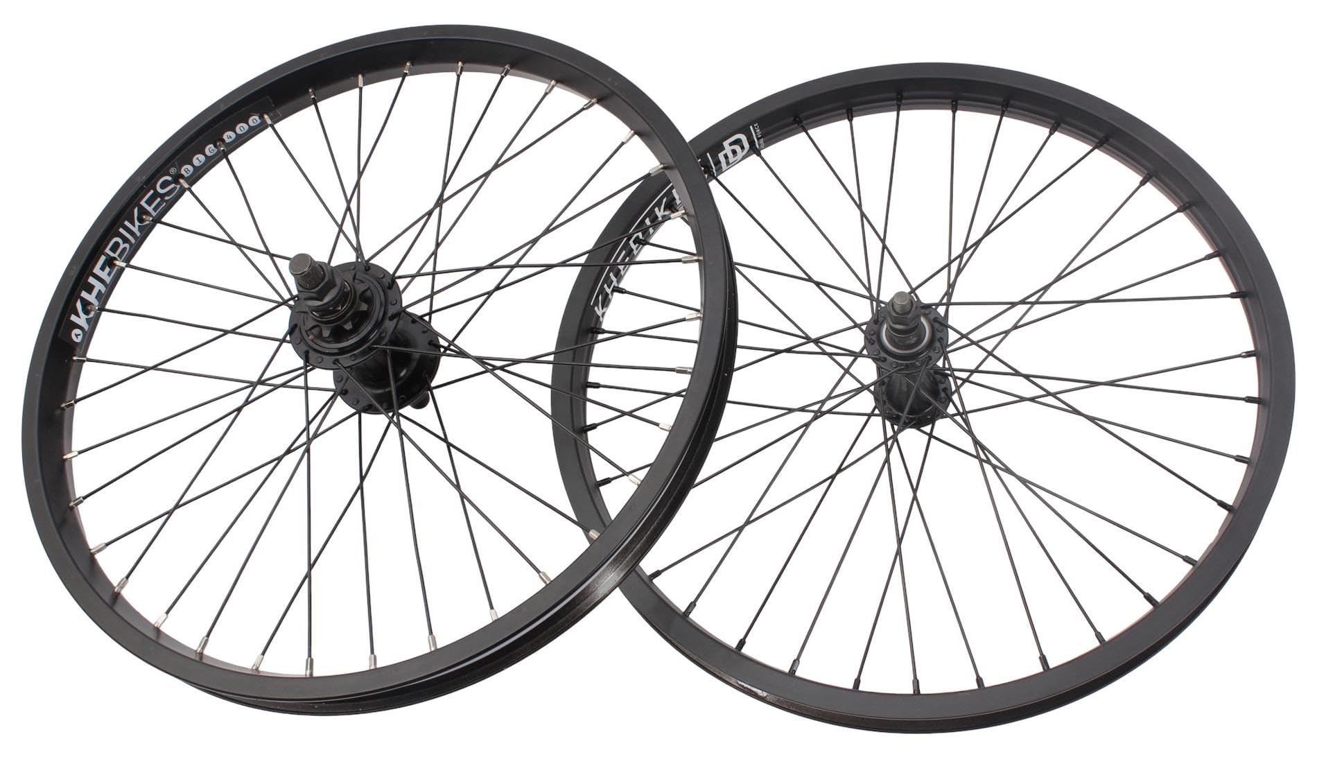 KHE MVP - Juego de ruedas BMX de 20 pulgadas, 10 mm, delanteras, 14 mm traseras, cassette 9T RHD, llantas de doble cámara, rodamientos industriales, color negro