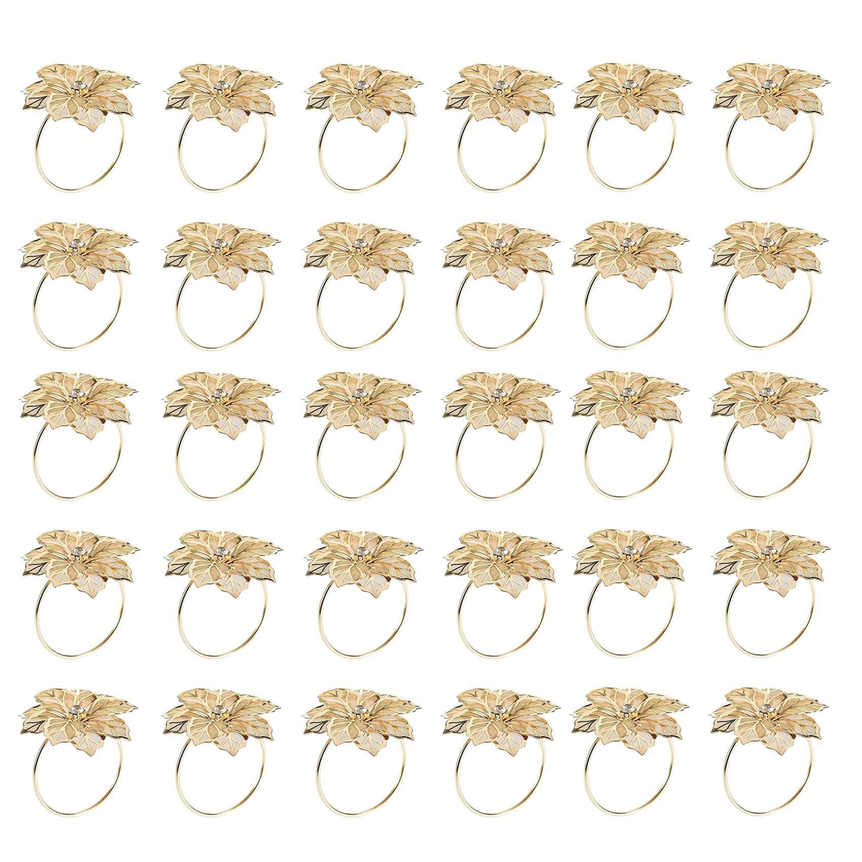Hndhbfgrt 30Pack Napkin Rings, Gold Napkin Rings Buckles for Table Decorations, Wedding, Dinner,Party, DIY Decoration,Gold