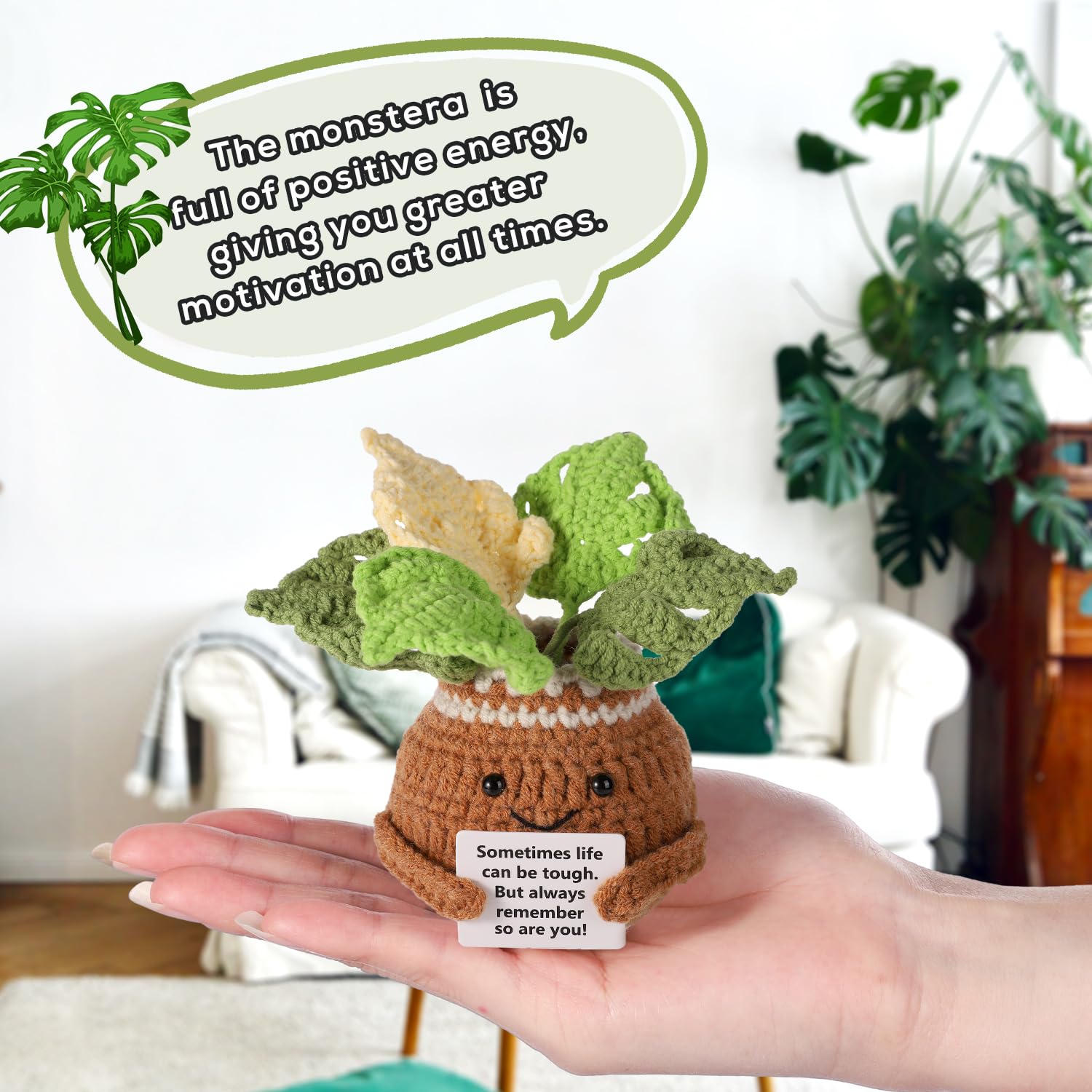 lasuroa Gehkelte Topfpflanzen, Positiv Gehkelte Monstera Handgefertigt  Positive Kartoffel Sommer Se Positive Lebenskartoffel  Aufmunterungsgeschenke fr Die Schreibtischdekoration im Home-Office:  Amazon.de: Spielzeug