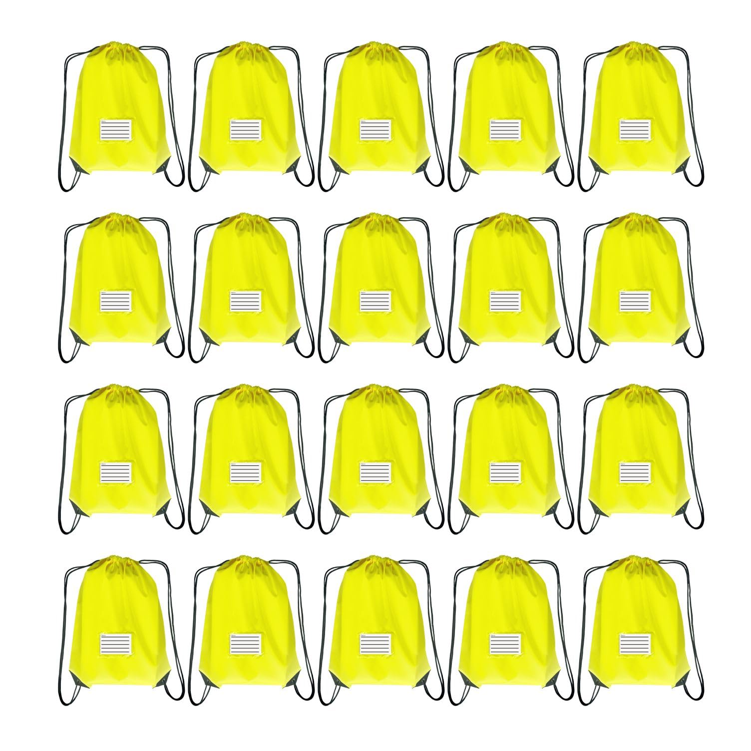 JohahaTim Drawstring Backpack Bulk 20 Packs Draw String Bags for Gym Sports Trip Pedestrianism Cinch Sack DIY for Women Men with Memo Card(yellow)