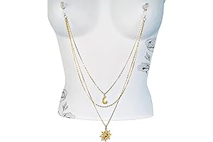 Non-Piercing Nipple Chain with Sun and Moon Charm