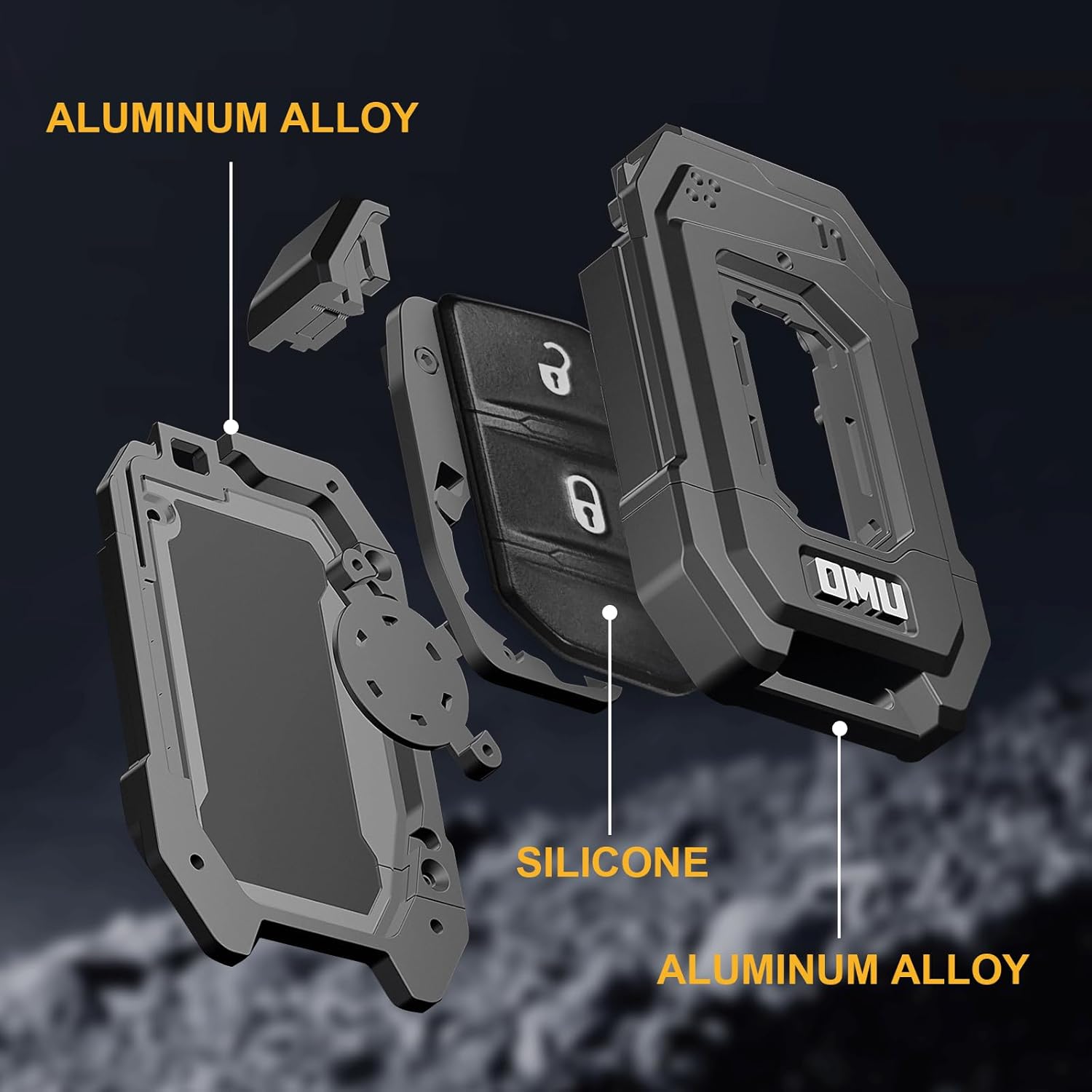 Metal Key Fob Cover Compatible with 2018-2024 Jeep Wrangler JL Gladiator JT Full Protection Key Case Shell Black