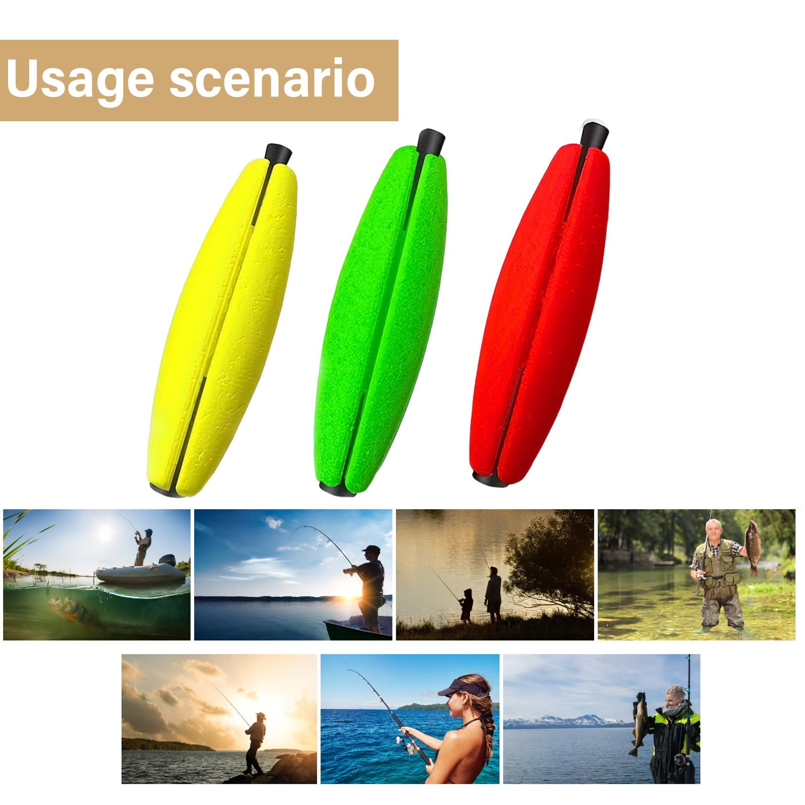 COOLHOOD 15pcs Float Fishing Tackle Peg Float Fishing Foam Bobbers Fishing Corks Slip Bobbers 1.5/2/2.5/3in