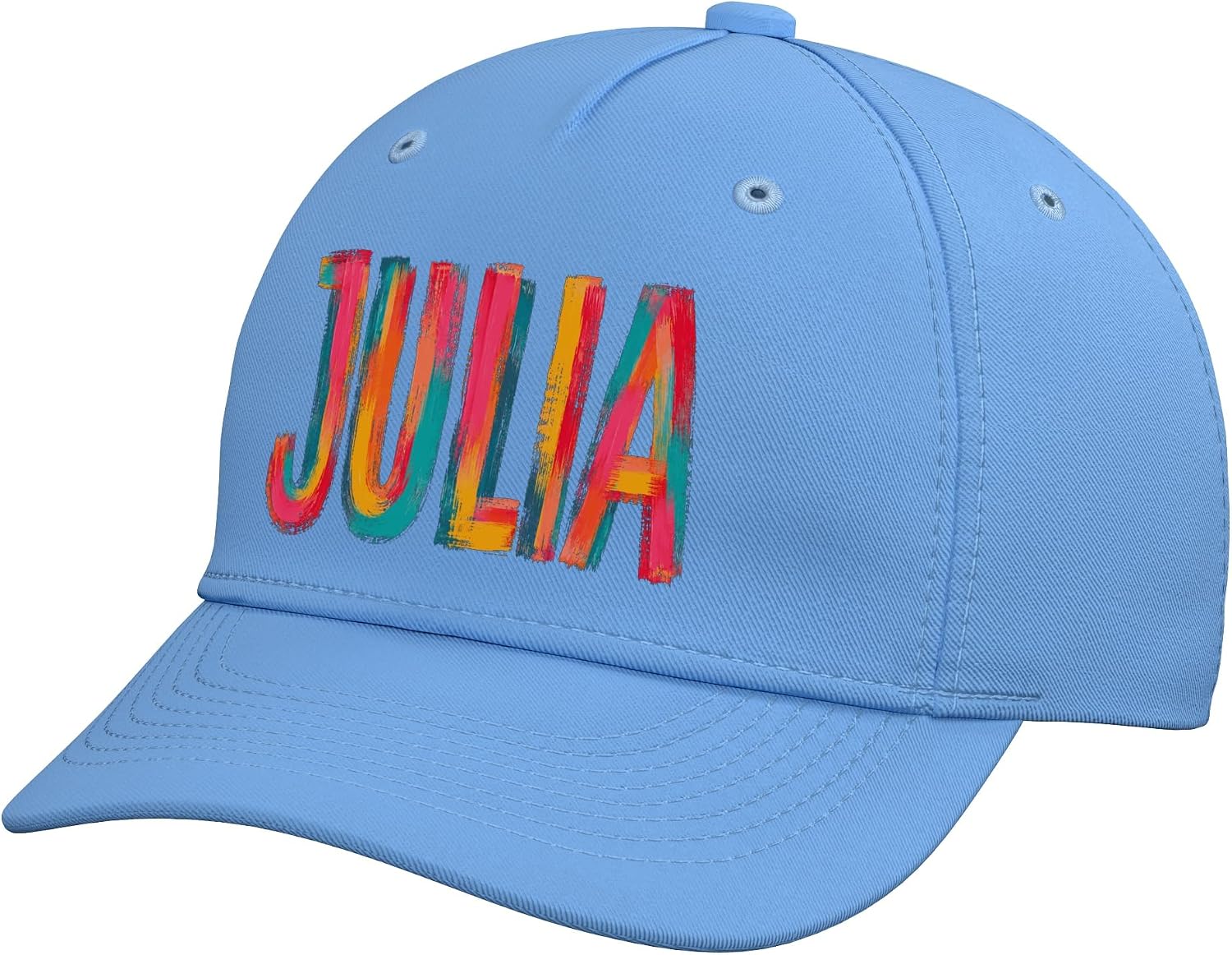 Julia First Name Colorful Brushstroke Letters Adjustable Baseball Hat