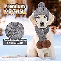 Vista 5 de Kuoser Juego de gorro y bufanda de invierno para perros, gorro tejido para mascotas, gorro cálido de Navidad, accesorios bonitos, bufanda
