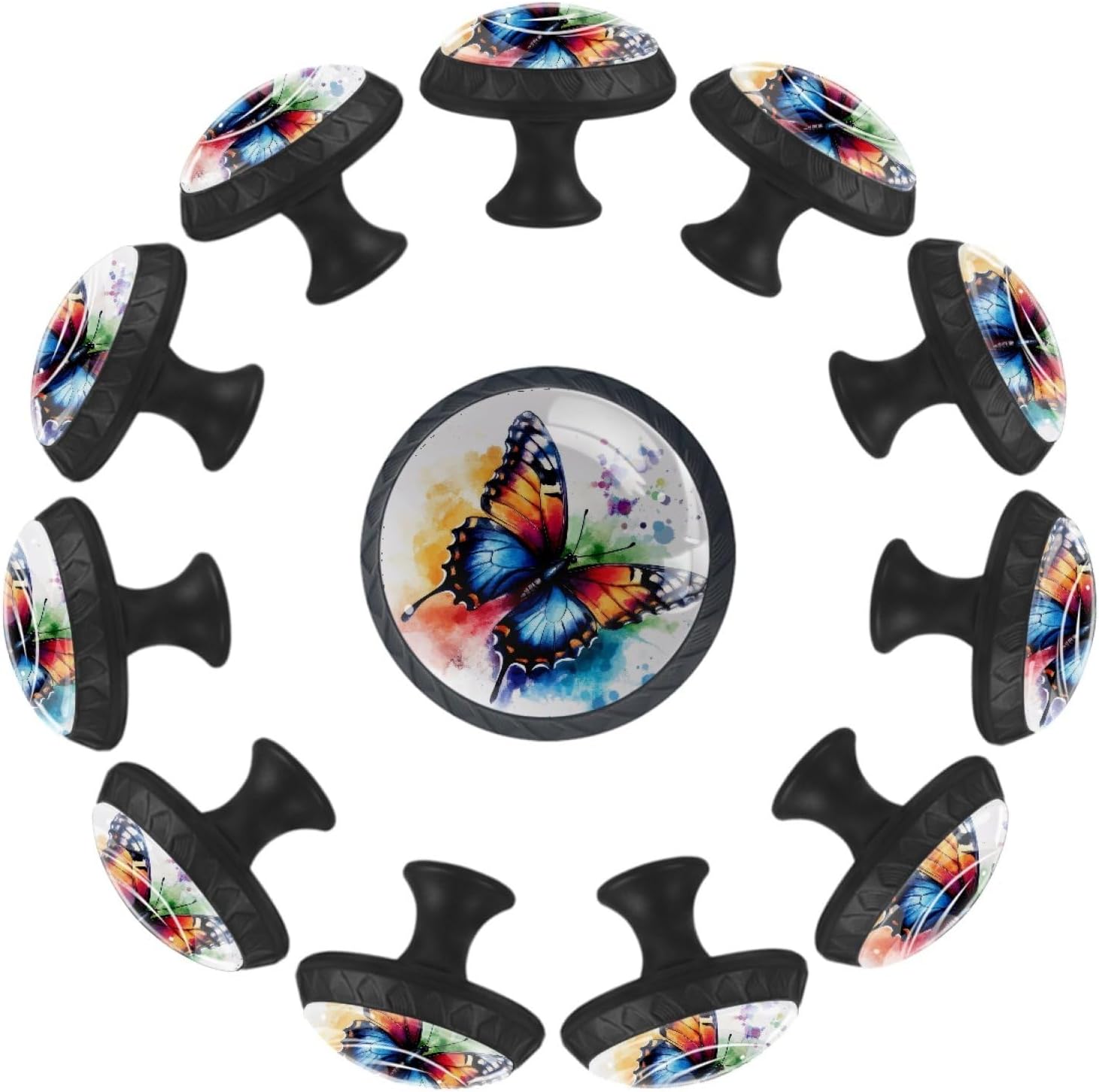 12 Pcs Cabinet Knobs Race Car with Finish Line Flags Pilot and Flames, Round Crystal Glass Drawer Dresser Wardrobe Handles Pulls Door Cupboard Hardware Knob with Screws for Home Kitchen