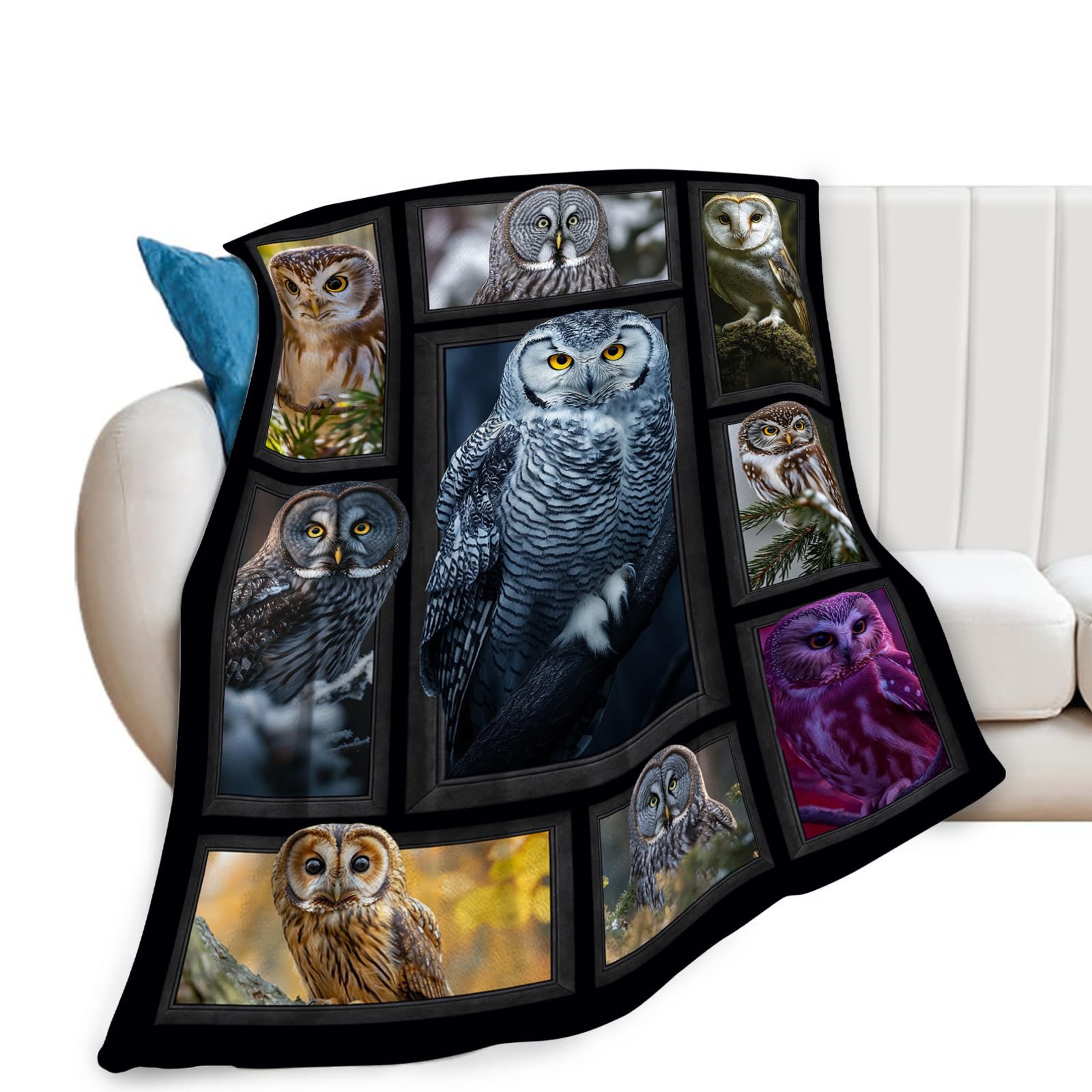 Owl Blanket, Owls Throw Blanket, Animal Gifts Blankets Stuff Fleece Flannel Plush for Women Men Boys Girls Lovers Adults Soft Bedding Gift for Sofa Bed Office Home Decor 50"x40"