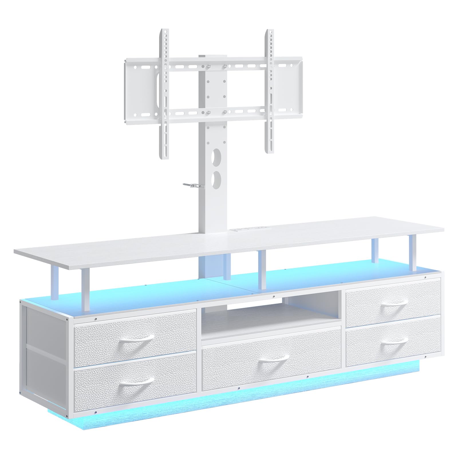 BTHFST TV Stand with Mount for 45/55/65/70 inch TVs, 51.2" LED TV Stand with Power Outlets & Storage, Entertainment Center with Storage, Wihte