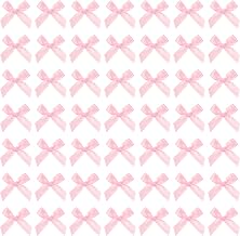 Mini Pink Bows 50 Pcs Satin Ribbon Bows 4x4cm Little Bows DIY Satin Bows Pink Ribbon Mini Bows Cute Small Bows for Craft Sewing Scrapbooking Christmas Party Wedding and Gift Wrapping