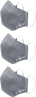 green sprouts i play 3 Pack Reusable Face Mask and Storage Bag with Carbon Filter and Water-Resistant Adult Large Grey