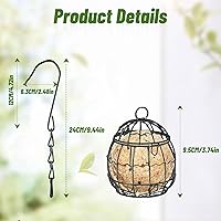 Vista 3 de Comedero colgante de metal para pájaros con ganchos, comederos de bolas de sebo para aves silvestres, jardín al aire libre