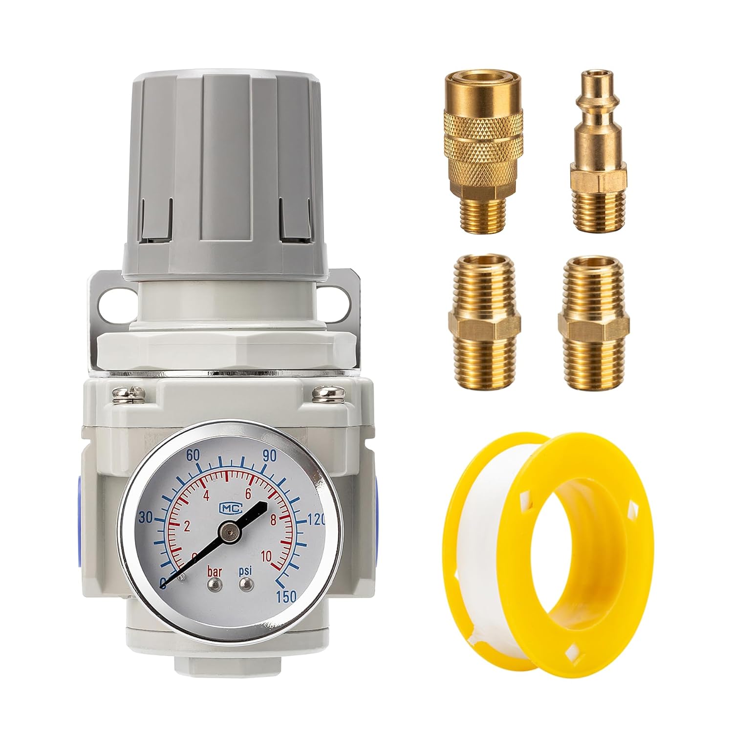 Mini Air Pressure Regulator 1/4" NPT, 0-150 PSI, Compact & Lightweight for Small Air Compressors, Nail Guns & DIY Projects