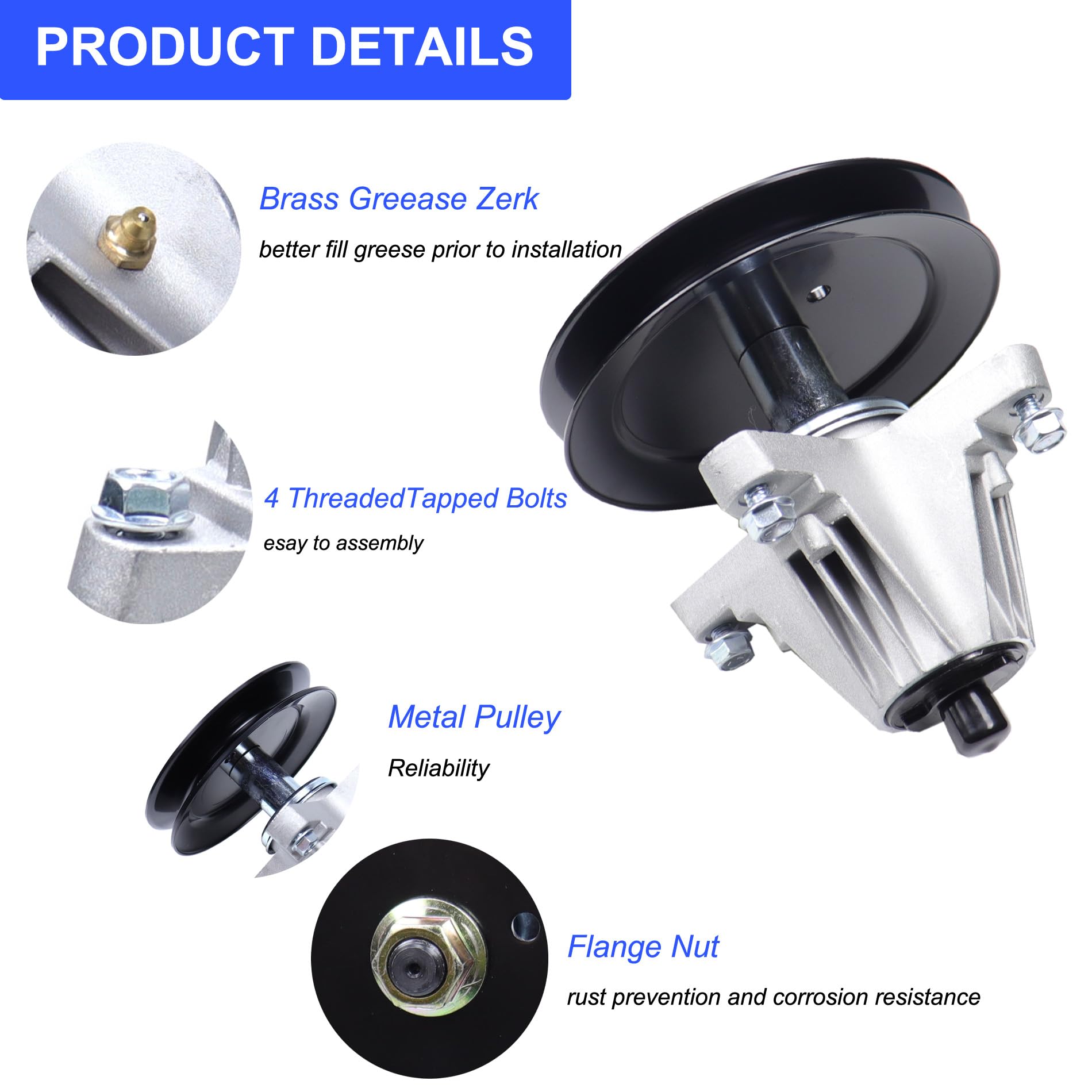 MOCW 618-09260 618P09260 - Conjunto de husillo para Cub Cadet ZT1-42, ZT1-42 Fab, ZTS1-42 Fab, MTD Craftsman Z5200 Troy Bilt Mustang Z42 cubiertas de 42 pulgadas
